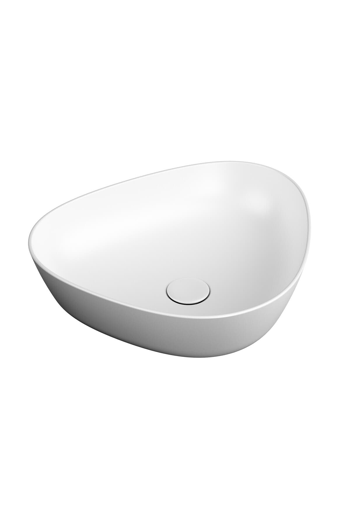 VitrA Plural 7812B401-0016 Üçgen Alçak Çanak Lavabo, Clean, 47 cm, Mat Beyaz