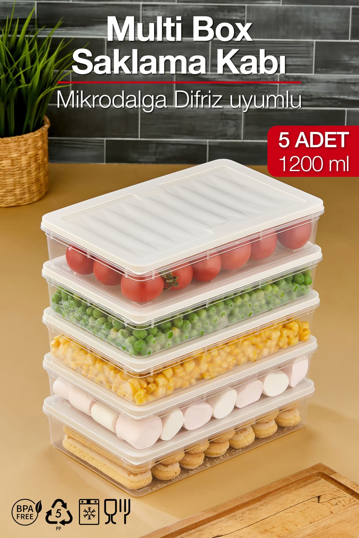ALP HOME Multi Box 5 Li Set Saklama Kabı Seti - Dondurucu & Mikrodalga Uyumlu