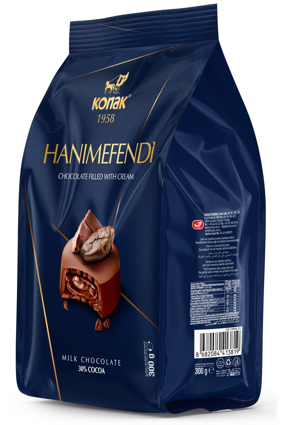 KONAK HANIMEFENDİ Krema Dolgulu Sütlü Çikolata 300 Gr