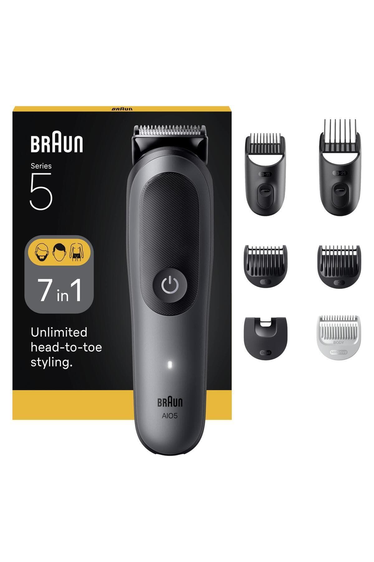 Braun Hepsi Bir Arada Series 5, 7’Si 1 Arada Tıraş Kiti, Keskin Bıçak, Vücut Tıraşı Aıo5520