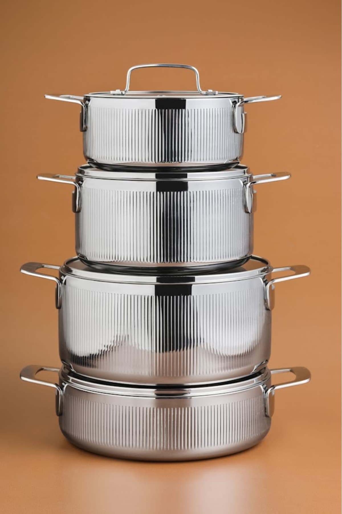 Karaca Power Steel 316+ 3Ply Apollo İndüksiyon Tabanlı 8 Parça Çelik Tencere Seti