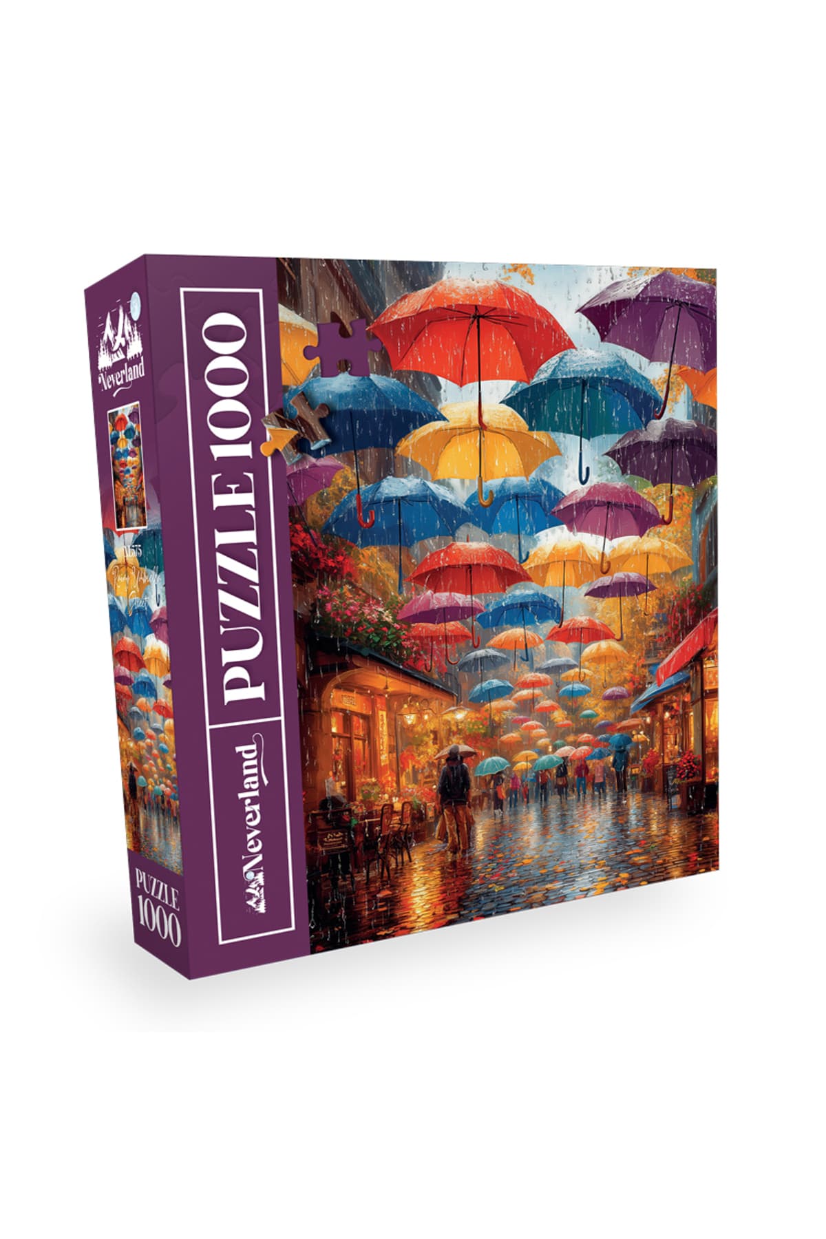 Neverland 1000 Parça Puzzle - Rainy Umbrella Street (Yağmurlu Şemsiyeli Sokak)