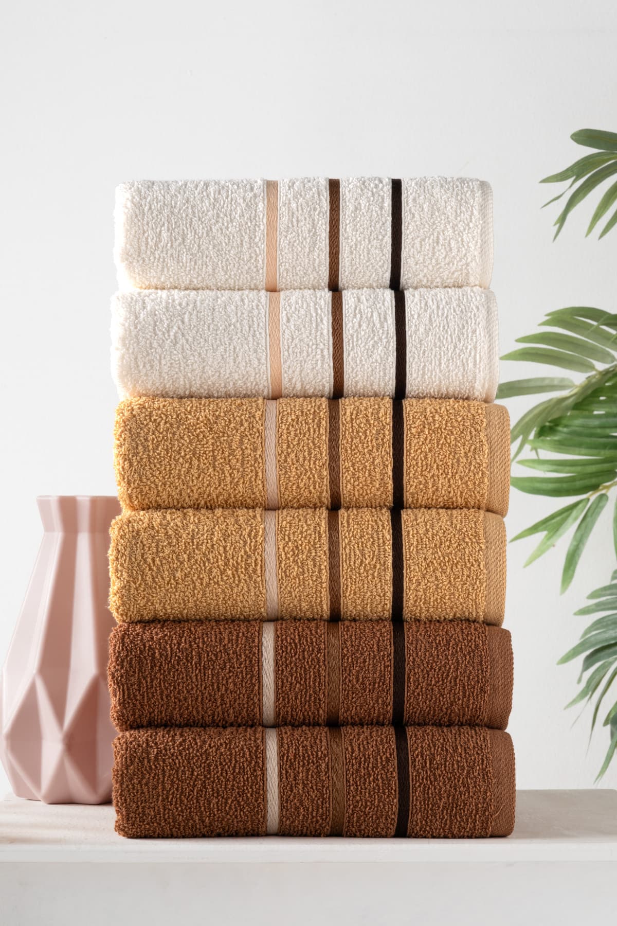 DNZGÜLCAN Mira 6'lı %100 Pamuk Havlu Seti | Beden ve Banyo Havlusu | 50x90 cm