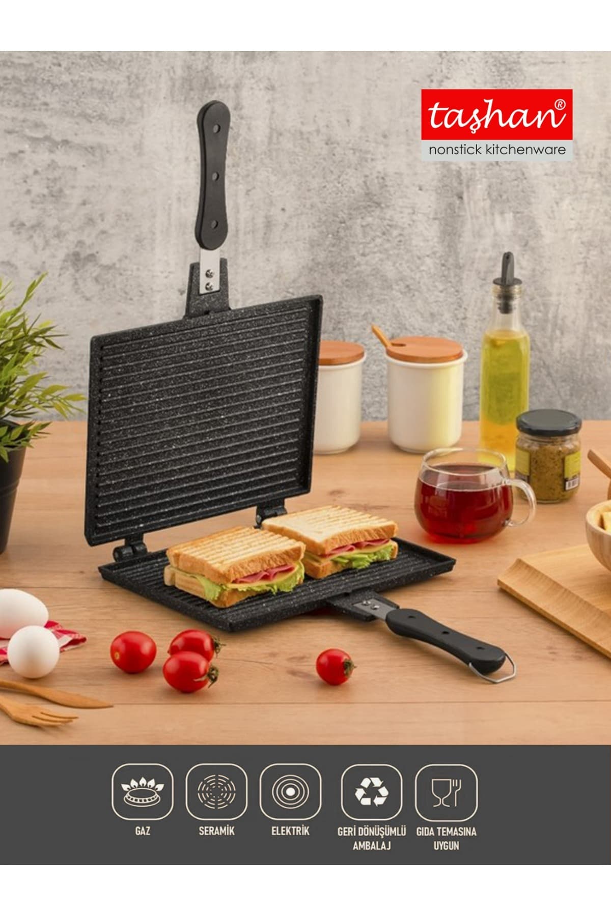 TAŞHAN Ocak Üstü Maksi Döküm Tost Makinesi Maksi Lüks Tost