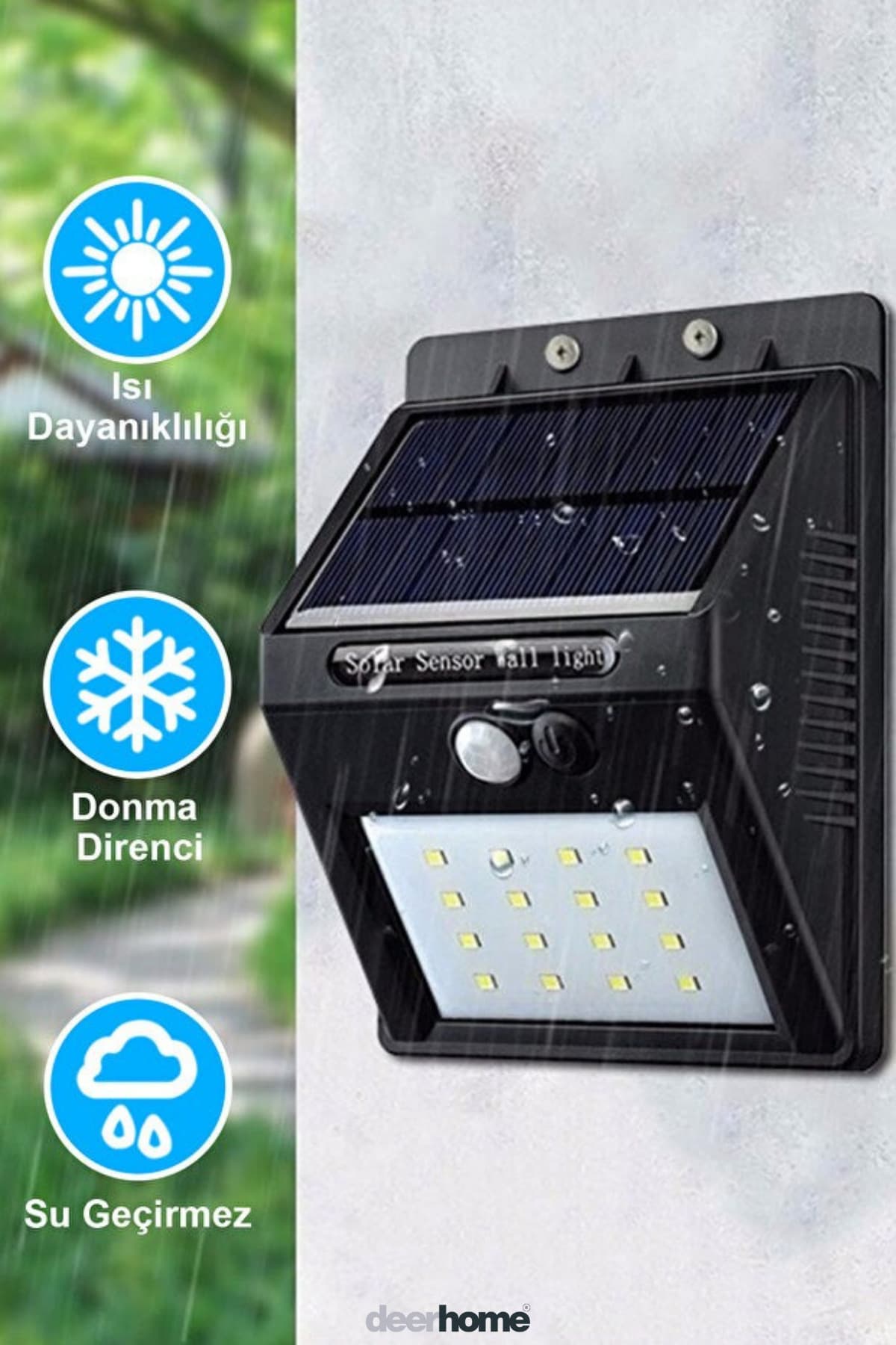 Led 2 Adet Güneş Enerjili Solar Lamba 20 Li Sensörlü Duvar Tipi Su Geçirmez Sokak Bahçe Lambası
