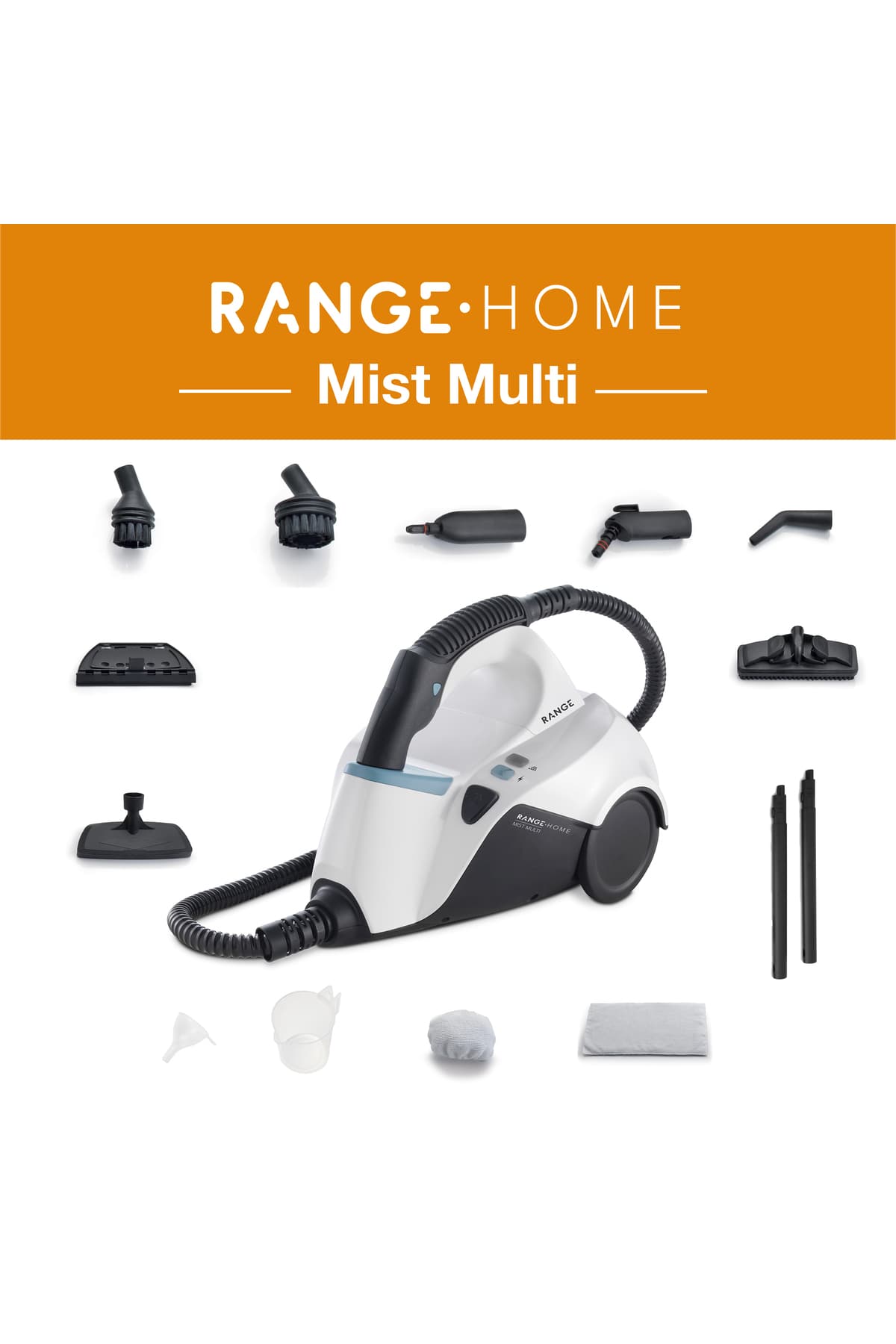 Fakir Range Mist Multi Buharlı Temizleyici 1500W 5 Bar Basınç 1,2L Su Haznesi 5m Kablo