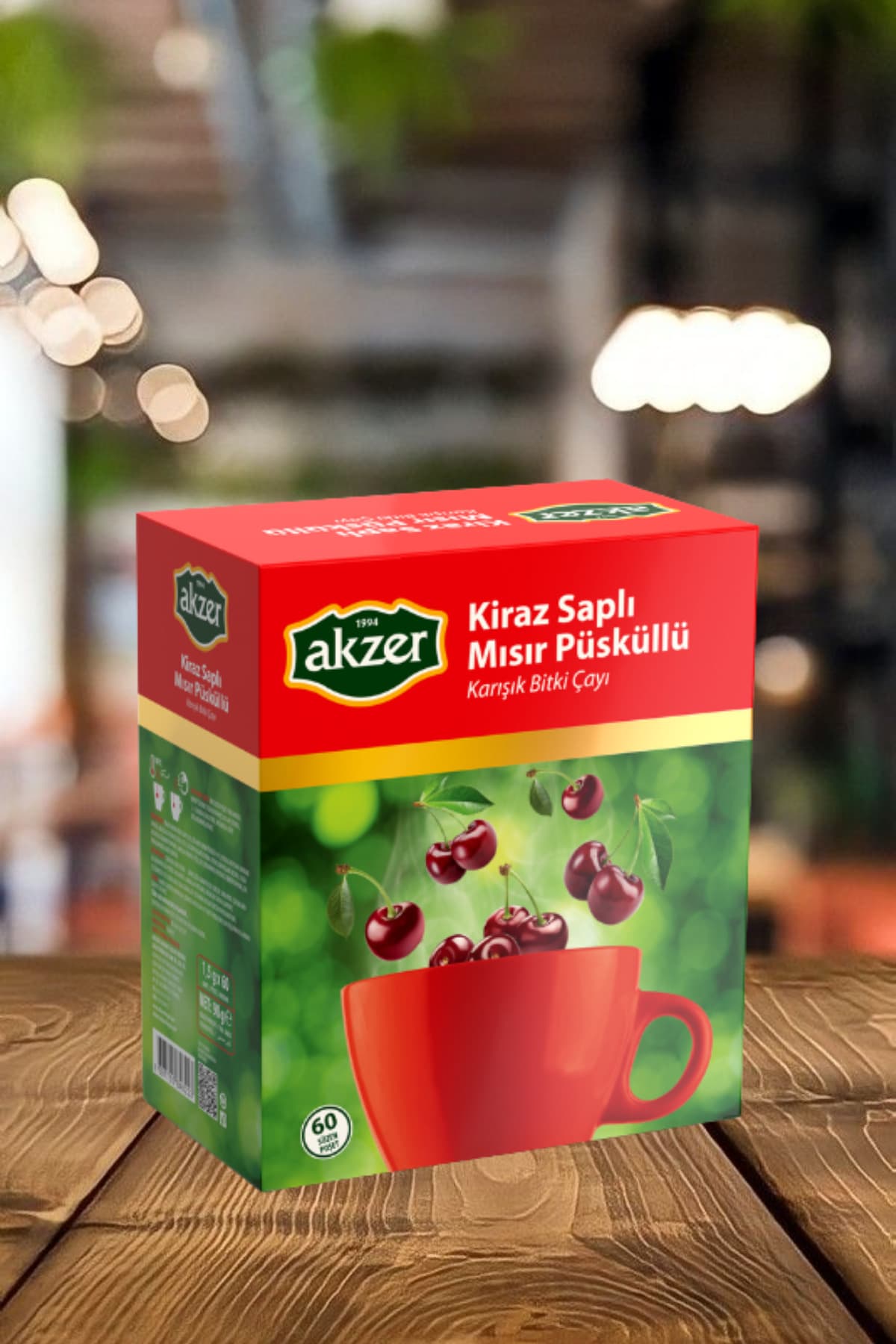 Akzer Kiraz Saplı Mısır Püsküllü Bitkisel Çay 60 Süzen Poşet Çay