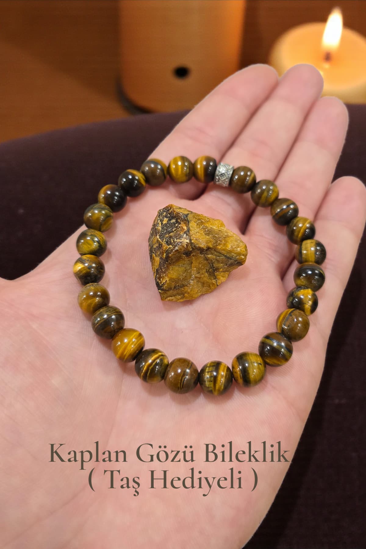 beautifulnaturelstones Kaplan Gözü Doğaltaş Unisex Bileklik 8 Mm ( Nazar,Cesaret Koruma ) Beden Seçiniz