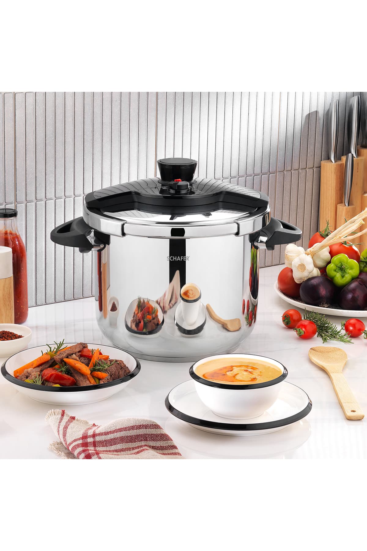 Schafer Grand Düdüklü Tencere 12 L-Siyah