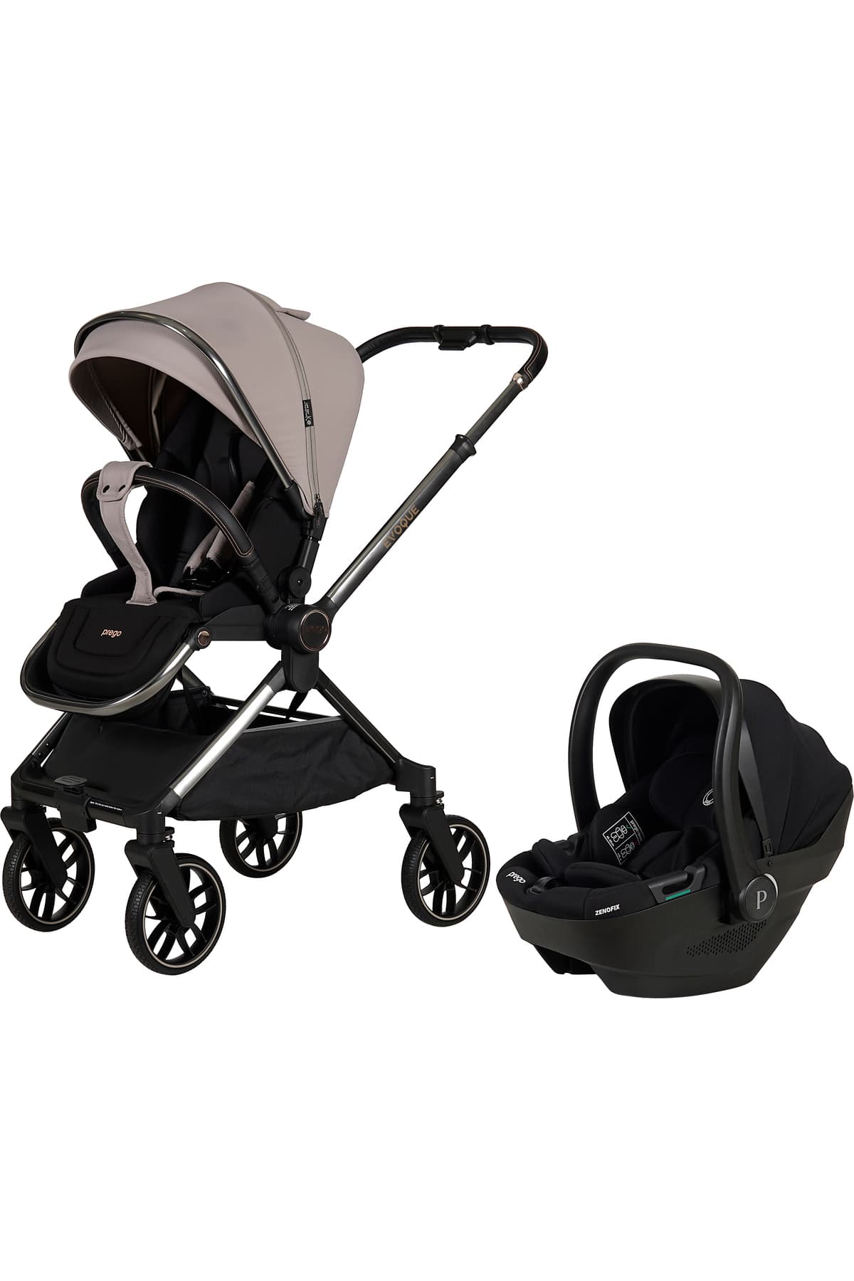 Prego Evoque i-Size Koldan Çift Yönlü Travel Bebek Arabası - Pusetli ve Güvenli Bebek Arabası Seti Bej