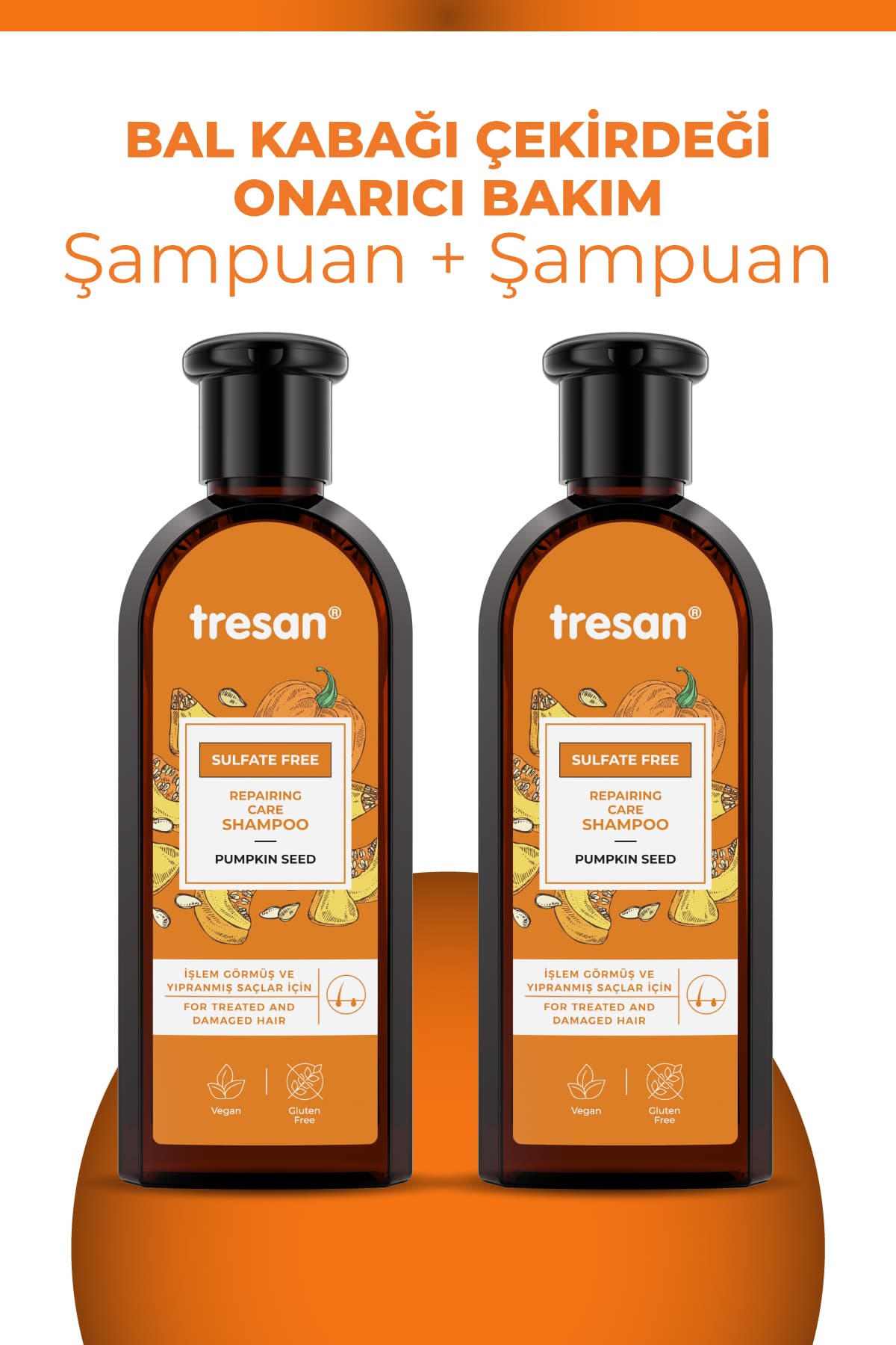 Tresan Bal Kabağı Çekirdeği Onarıcı Sülfatsız Bakım Şampuanı 300 ml x2 Adet
