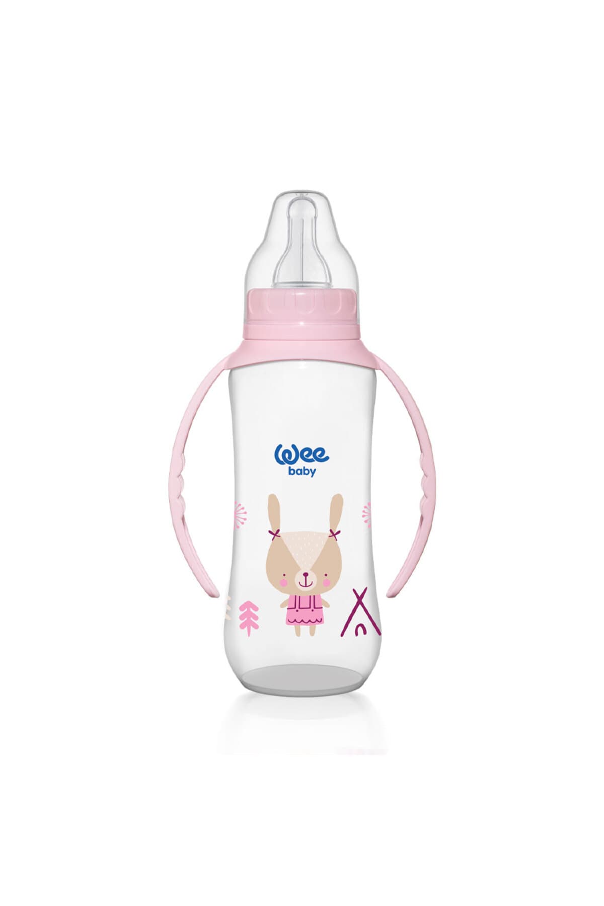 Wee Baby Klasik Kulplu Pp Yuvarlak Emzik Uçlu Biberon 270 Ml Yavaş Akış 06-18 Ay Pembe