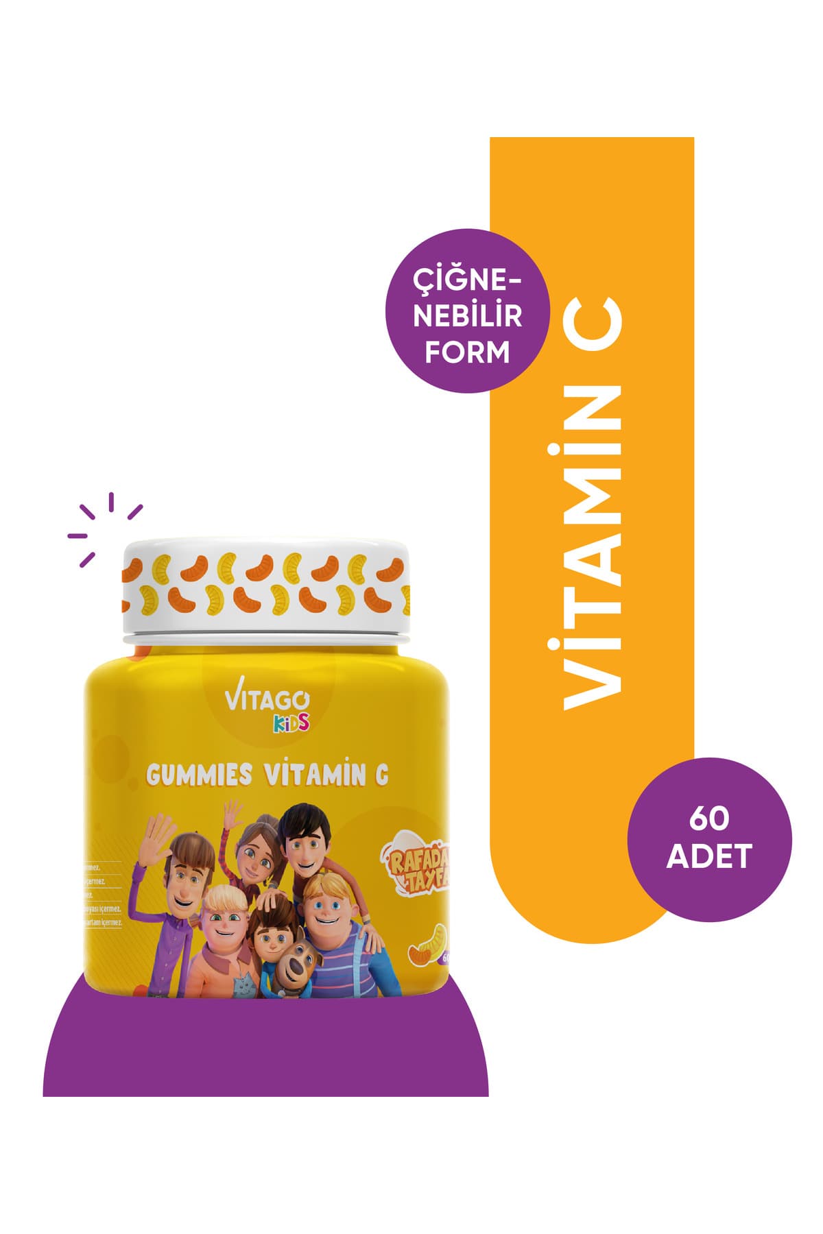 Vitago Kids Gummies C Vitamini Içeren 60 Adet Çiğnenebilir Gummy Jel