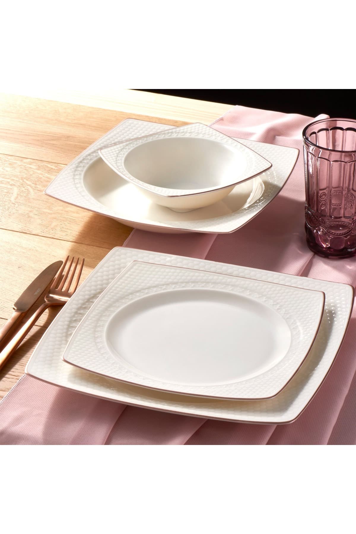 Güral Porselen Bonenjoy 8 Parça 2 Kişilik Bone Yemek Takımı - Copper Bakır