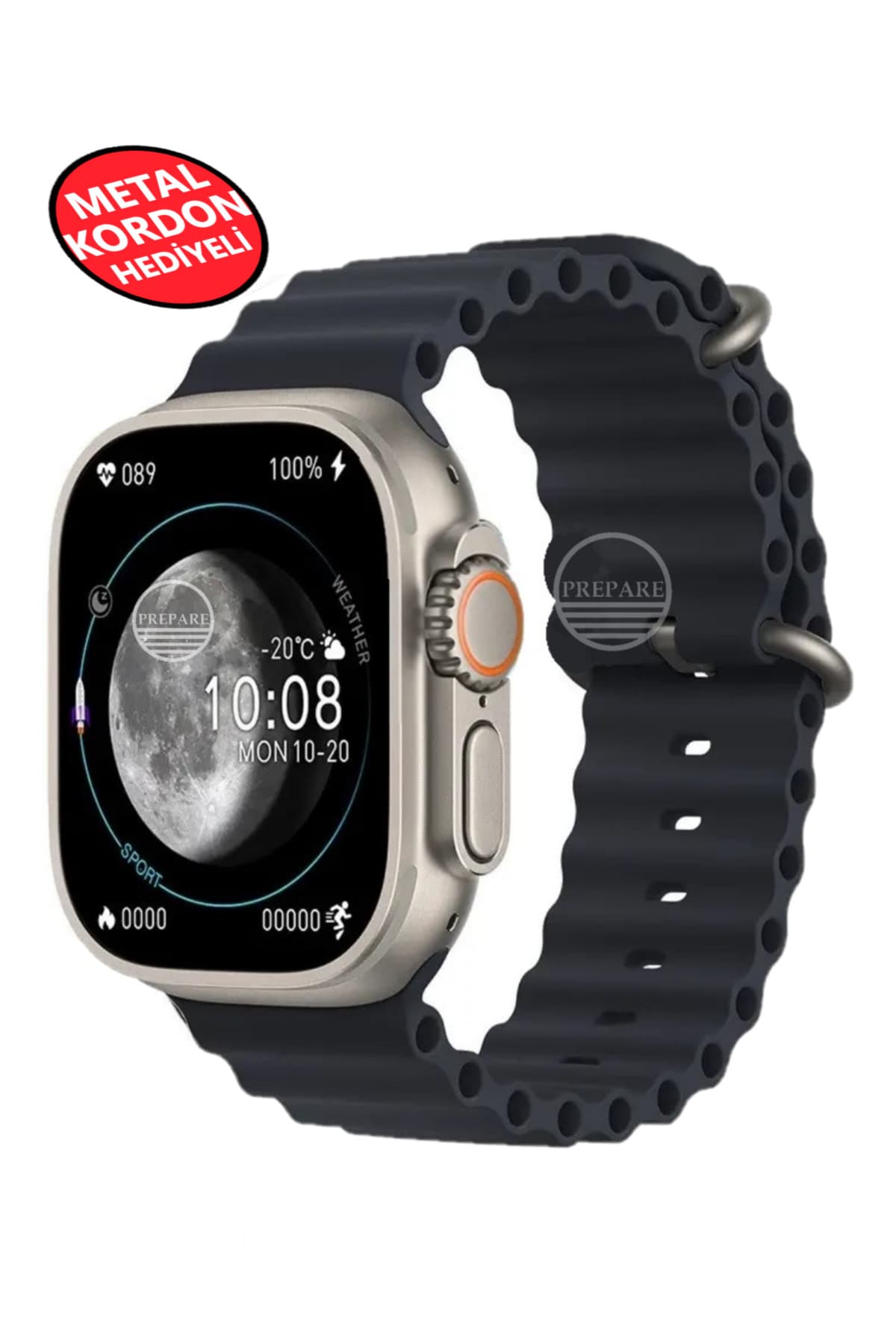 PREPARE Ultra 2 Akıllı Saat Çelik Kordon Hediyeli Gri Kasa 49mm Nfc Bildirim Sesli Arama Özellikli LG68