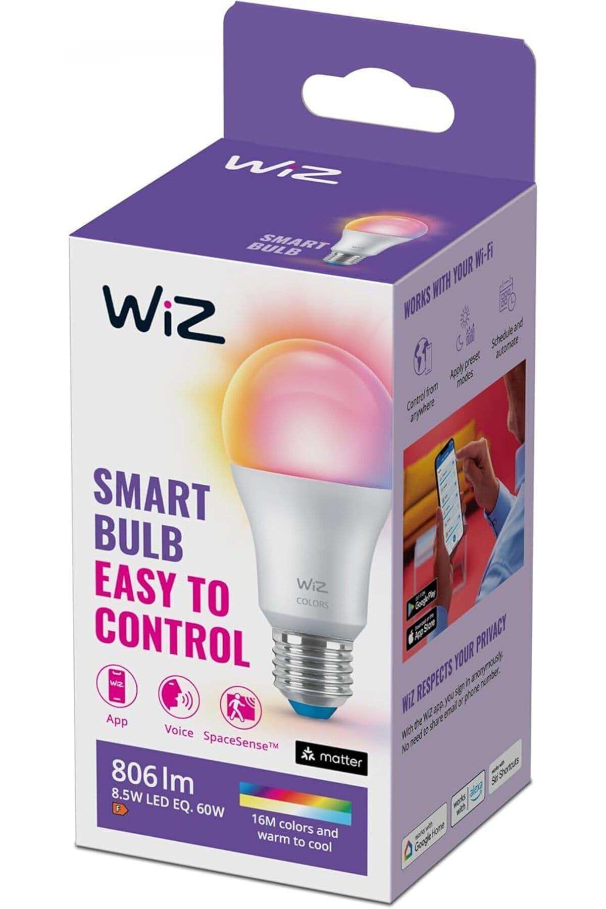 Wiz 60W Renkli Akıllı RGB Ampul A60 E27
