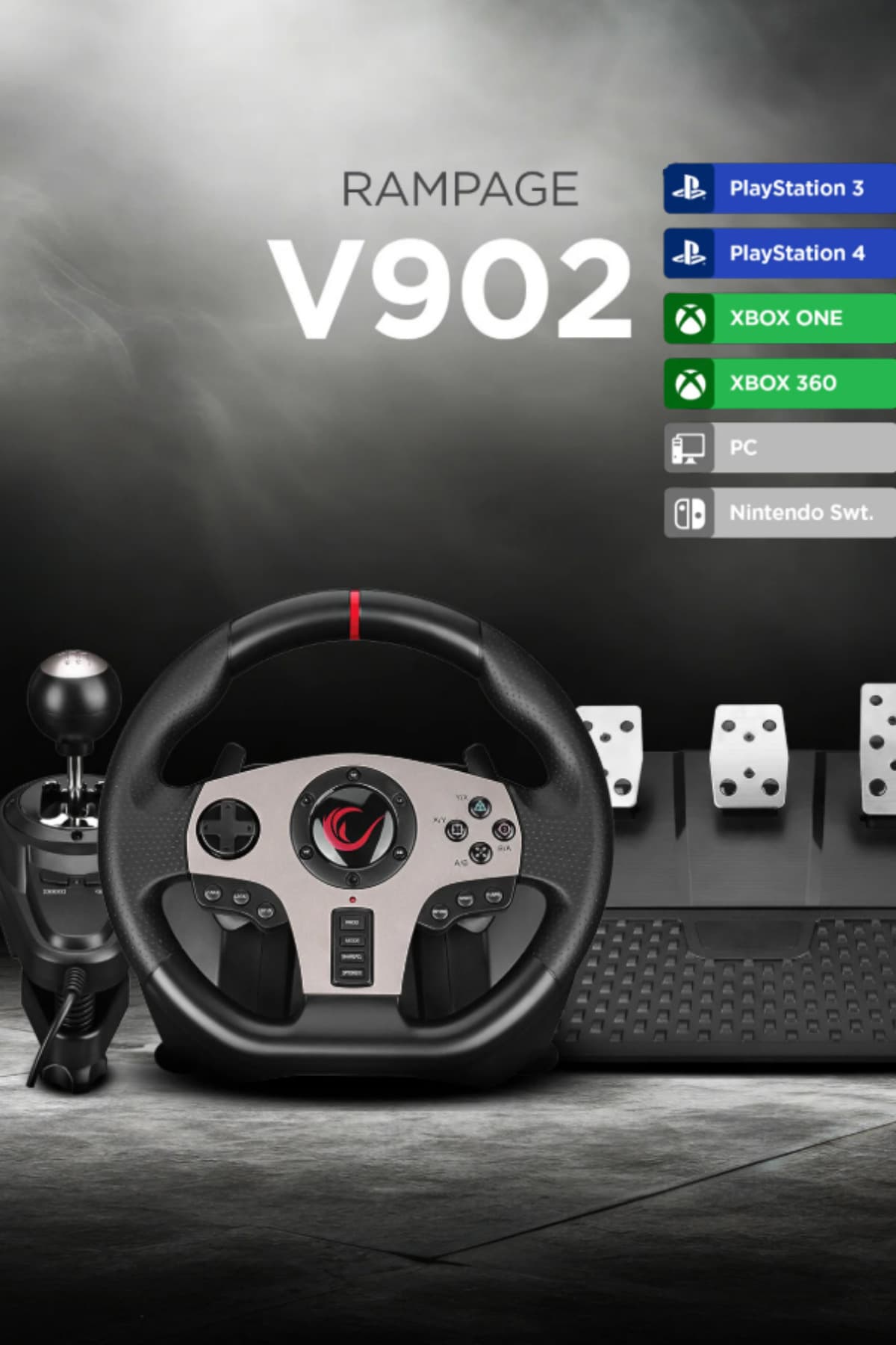 Rampage V902 Ps4/pc/xboxone/xbox360 /xbox Series S Uyumlu 3 Pedallı Oyuncu Direksiyonu