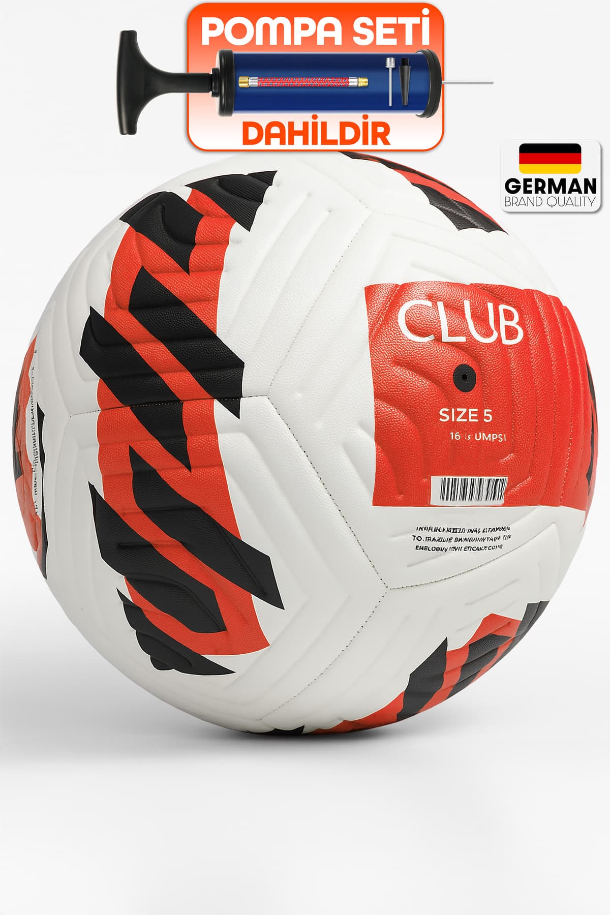 Telvesse Orijinal Futbol Topu Pompa Hediyeli Sert Zemin Halı Saha Futbol Topu Neon Kırmızı No:5