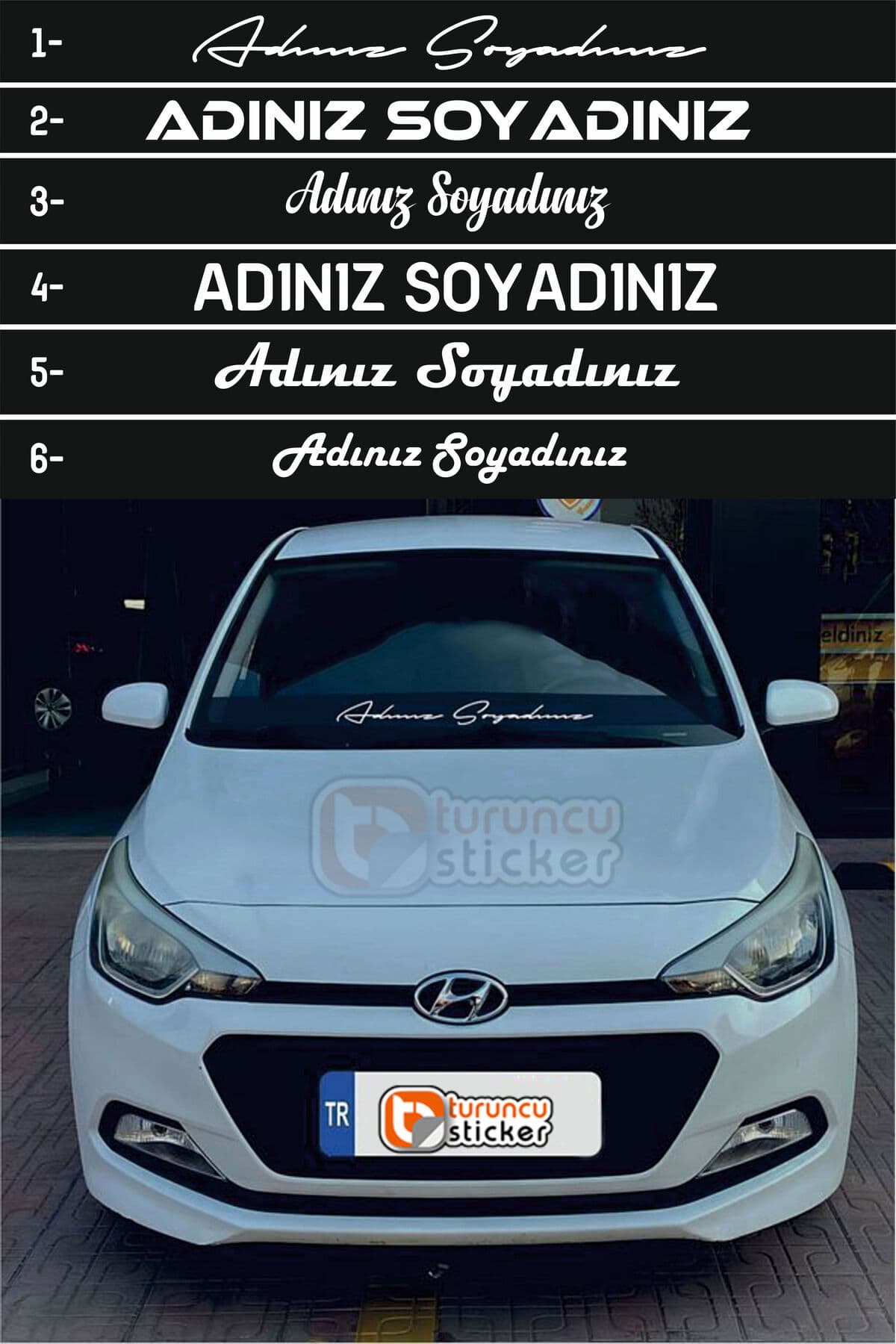 Turuncu Sticker Ad Soyad Araç Sticker-İsim Soyisim Araba Yazısı-Araç Sticker-Ön Cam Araba Yazısı-Motosiklet Sticker