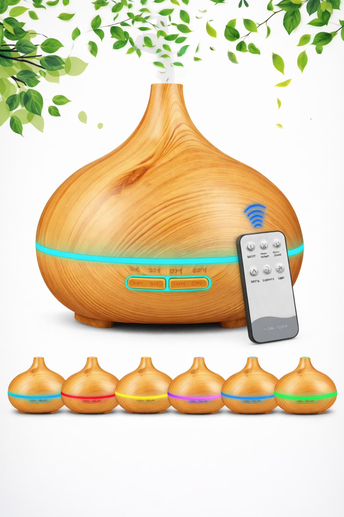 VOOKA 550 ml Uzaktan Kumandalı Aroma Difüzörü Ultrasonik Hava Nemlendirici Renk Ledli