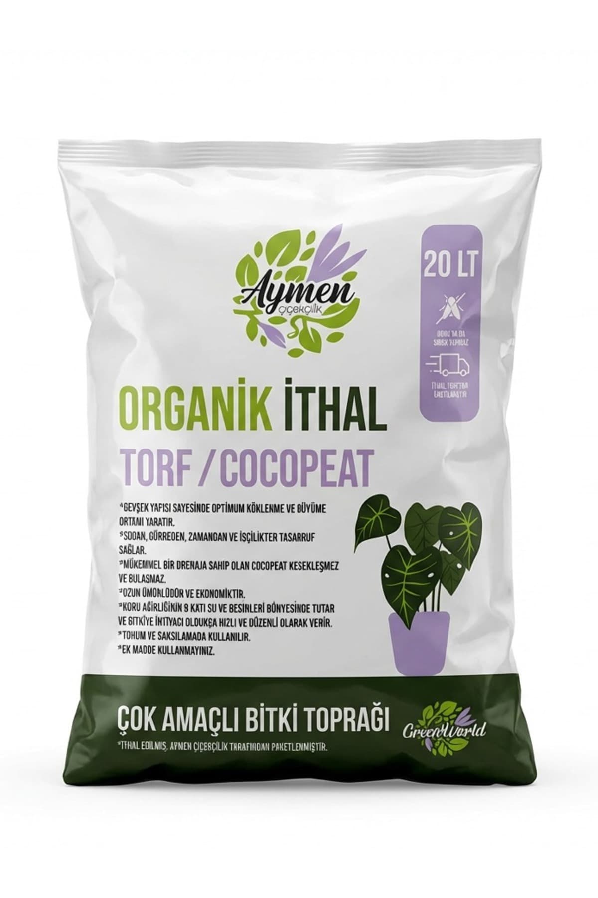 Aymen Çiçekçilik 20 Litre Ithal Torf Cocopeat Ponza Özel Karışım Saksı Harcı Çiçek Ve Bitki Toprağı - Kokopit