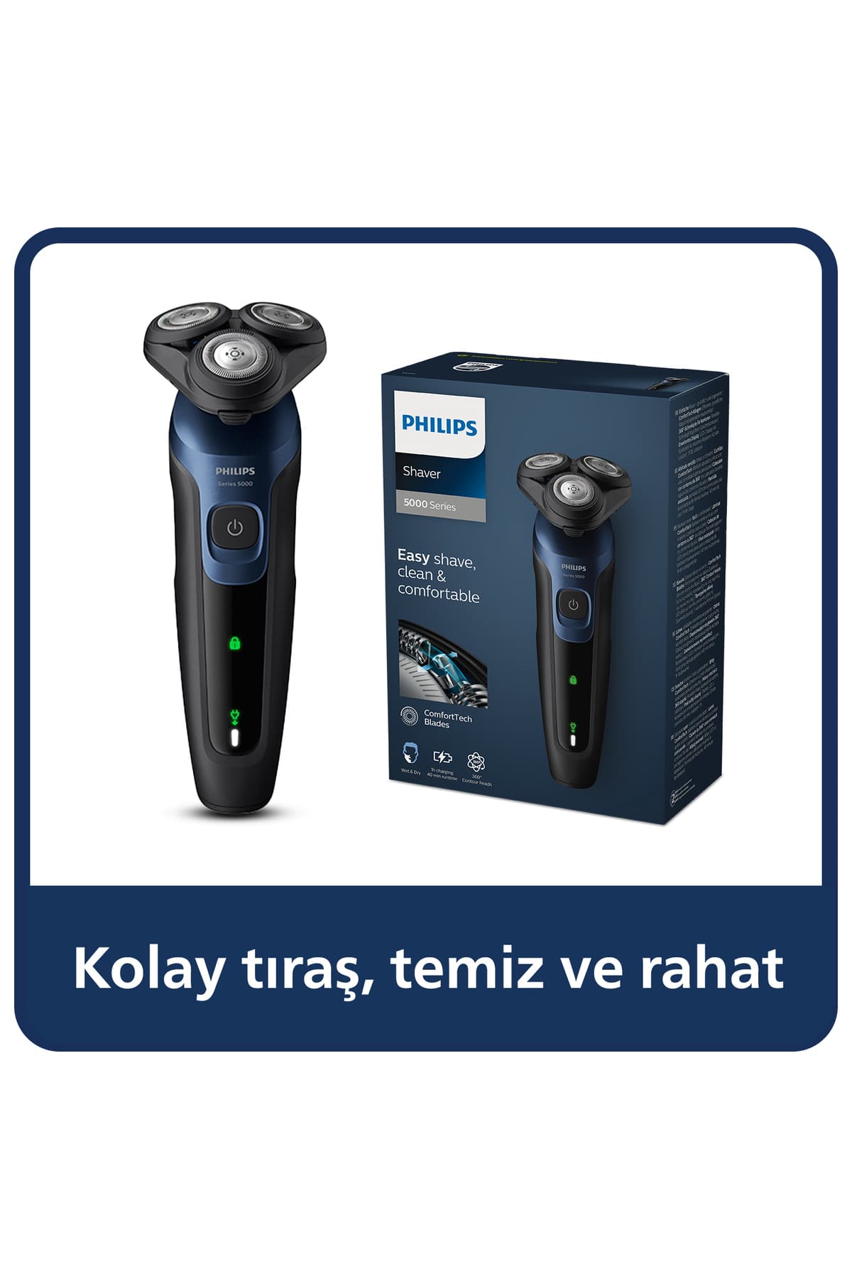 Philips 5000 Serisi Islak&Kuru Tıraş Makinesi, 360 Yüz kıvrımı başlıklar, Hassas Düzeltici,S5445/03