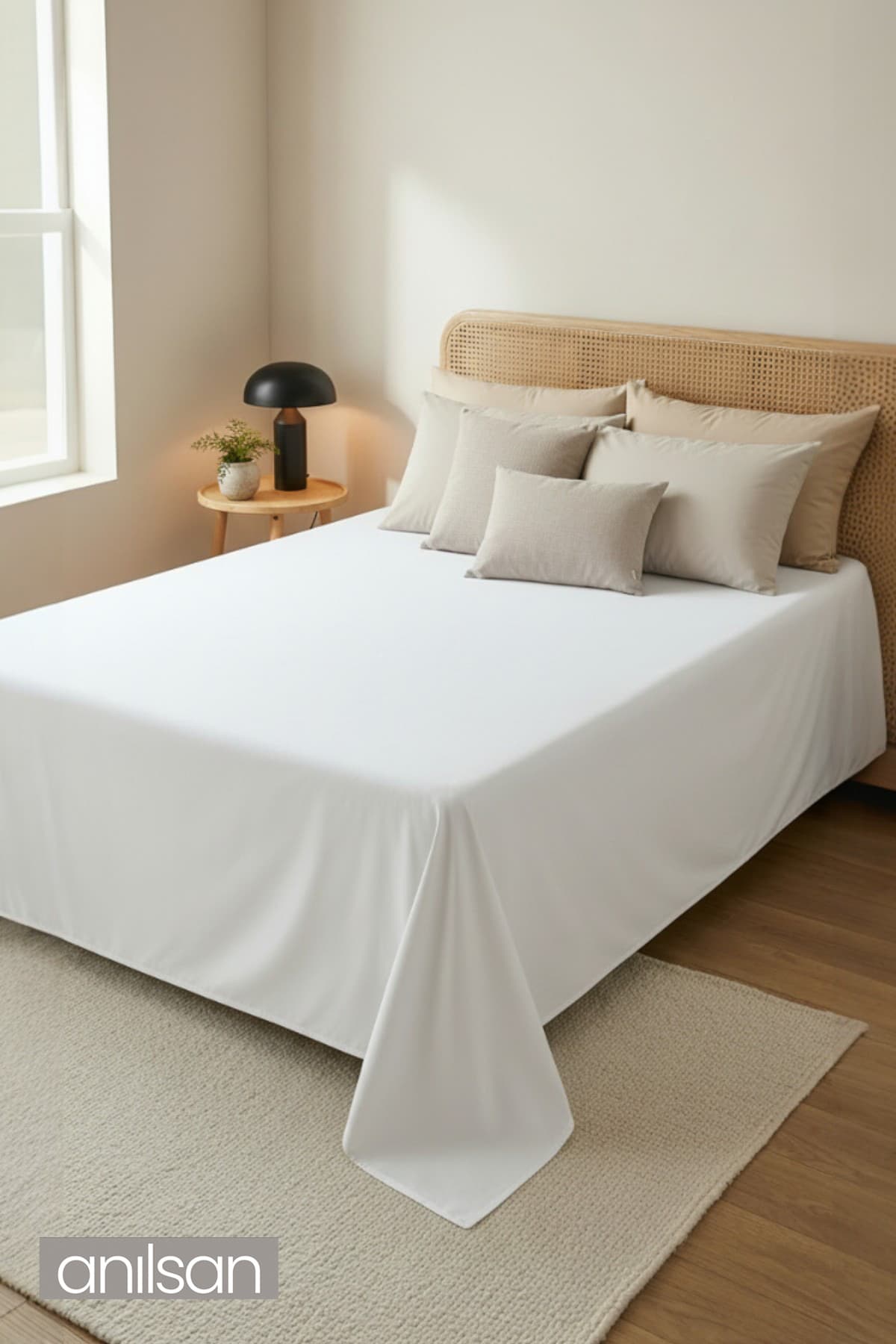 Anılsan Beyaz Çarşaf - %100 Pamuk, 63 Tel, Tek & Çift Kişilik Çarşaf - Ev, Otel Çarşafı, Sade Ve Zarif