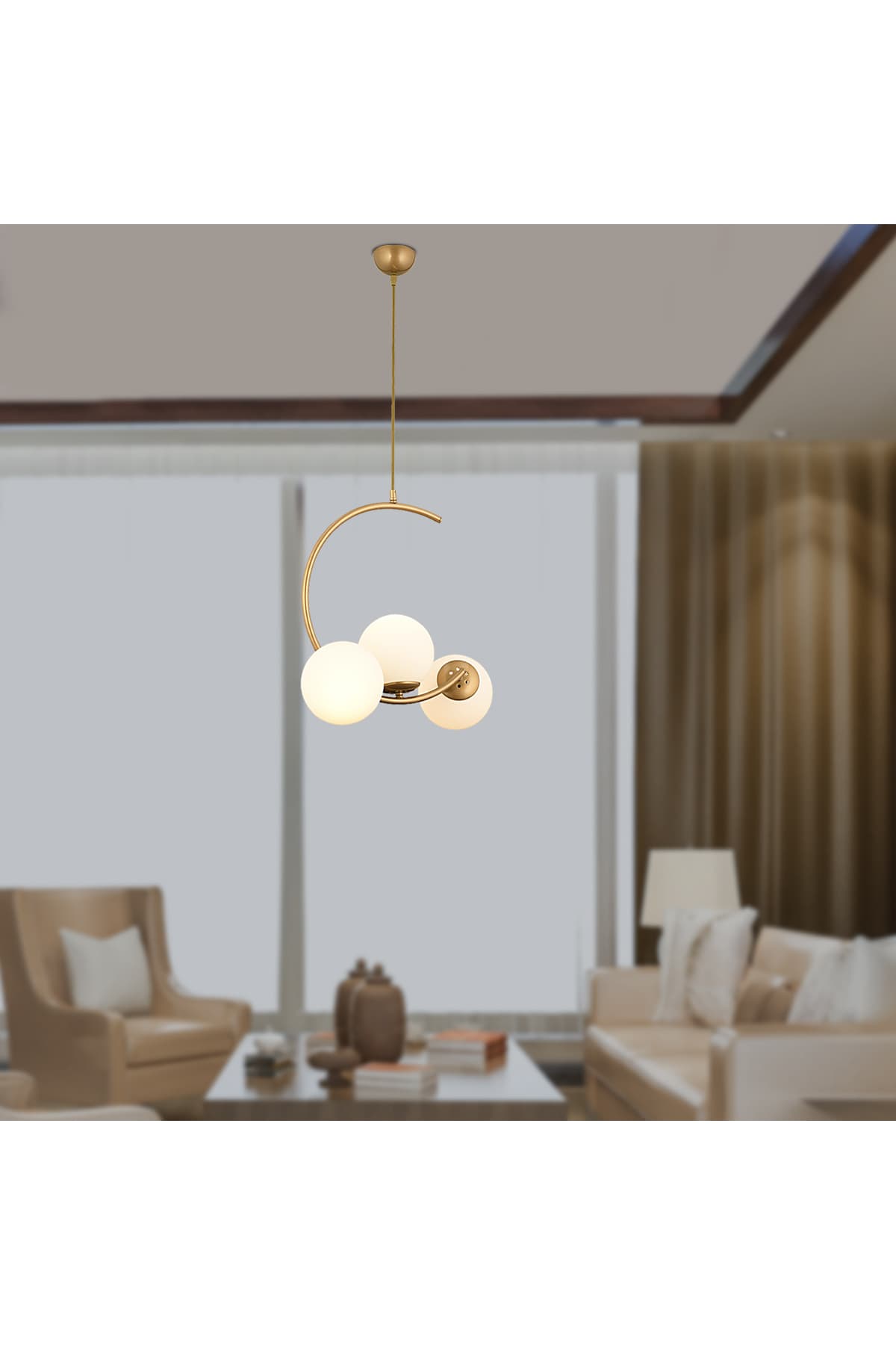 Apliqa Ladre 3Lü Beyaz Camlı Eskitme Boyalı Modern Sarkıt, MutfakYatak odası Salon Avize