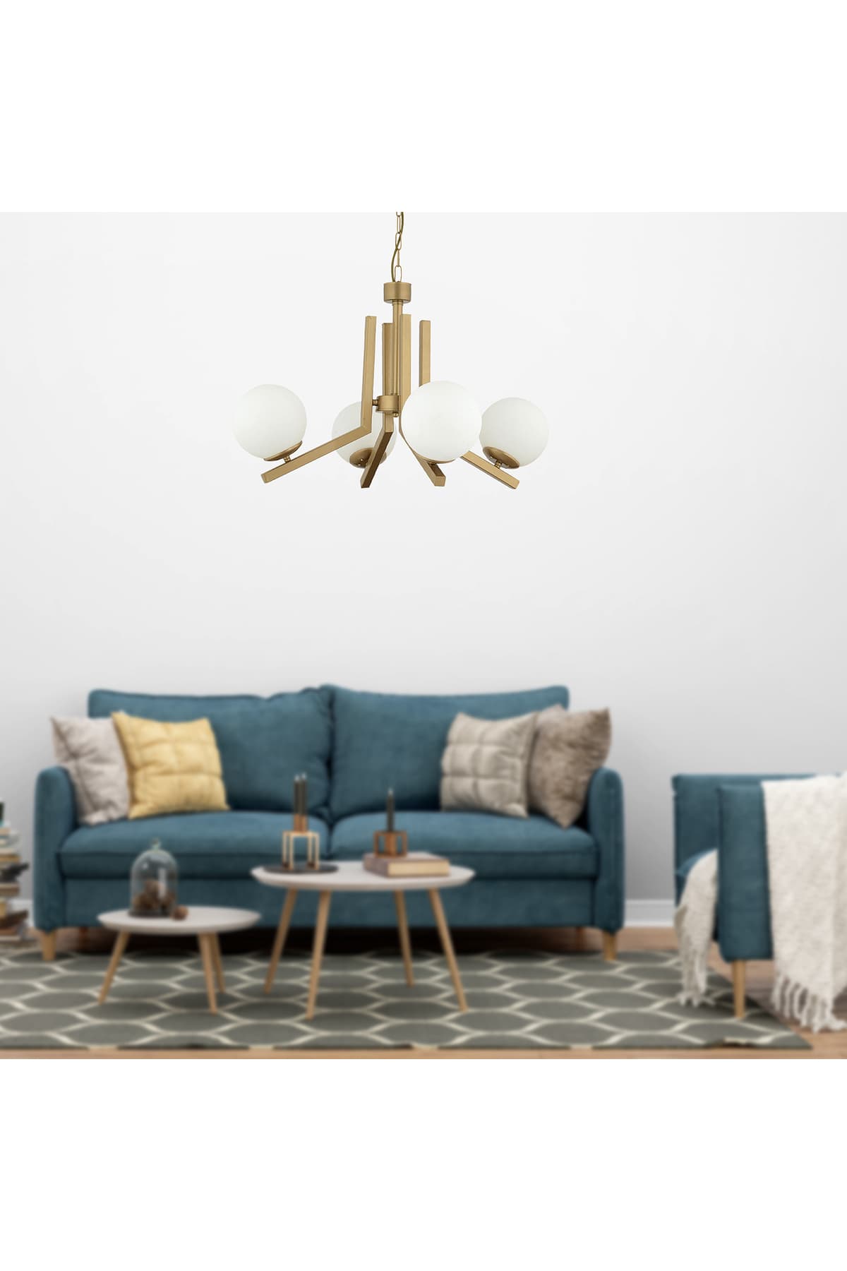 Apliqa Morgan 4 Lü Komple Eskitme Boyalı Beyaz Camlı Modern Genç Odası Yatak Odası Salon Avize