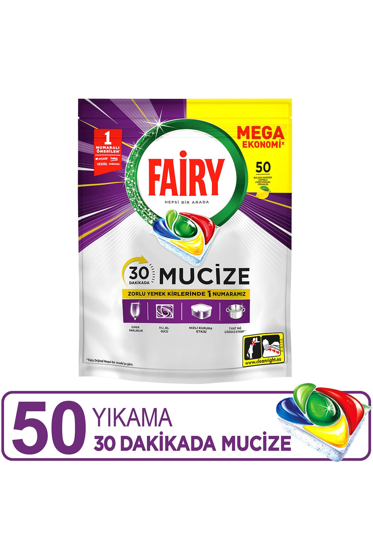 Fairy Mucize Bulaşık Makinesi Deterjanı Kapsülü/Tableti 50 Yıkama
