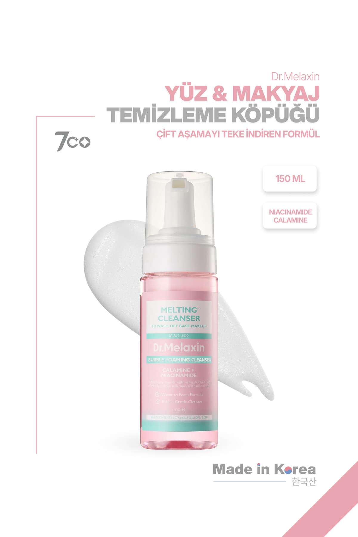Dr.Melaxin Yüz & Makyaj Temizleme Köpüğü – Niacinamide & Calamine İçerikli | Siyah Nokta Karşıtı (2025 Ödüllü)