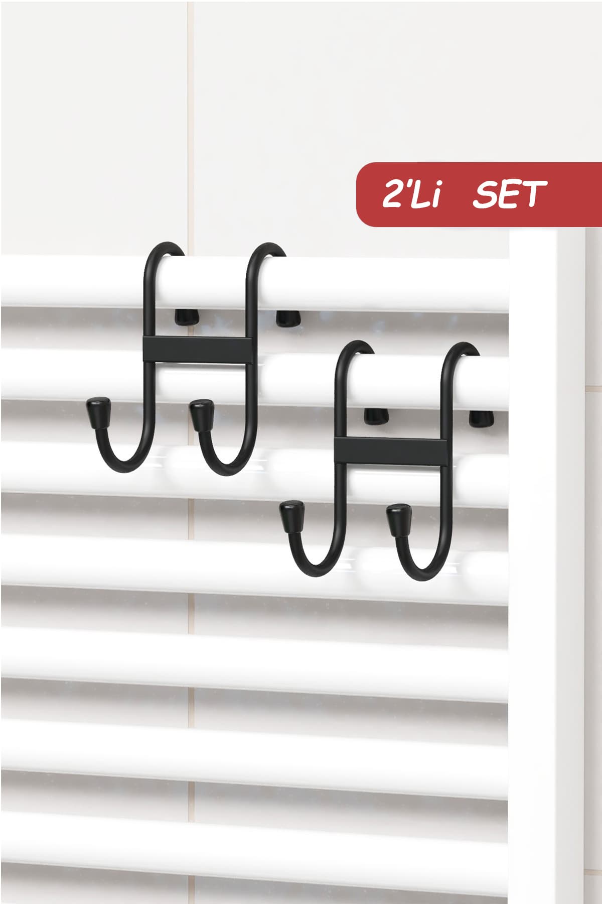 zabata 2 Adet Çift Kancalı Havlupan Askısı Banyo Mutfak Metal Askılık Havlupan Askı Organizer
