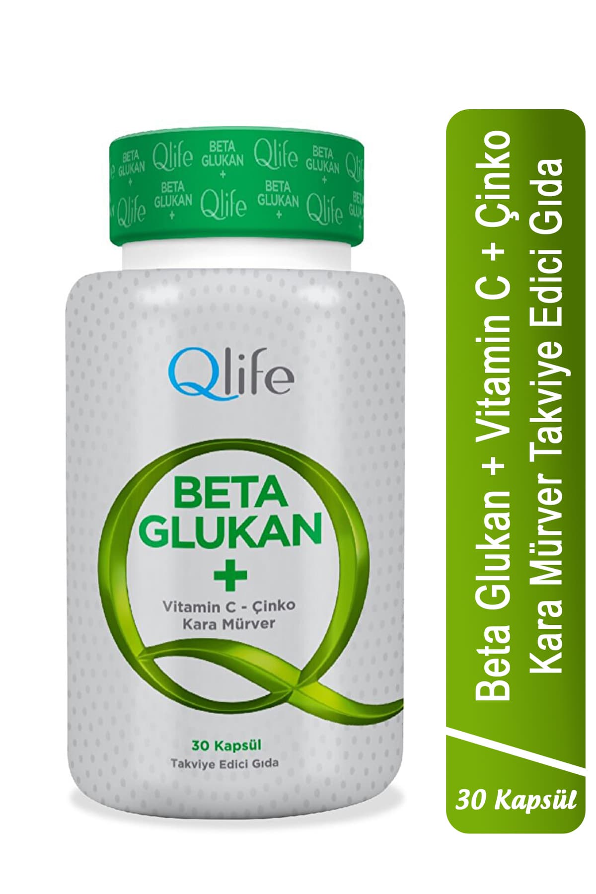 Qlife Beta Glukan - C Vitamini ve Çinko ve Kara Mürver 30 Kapsül