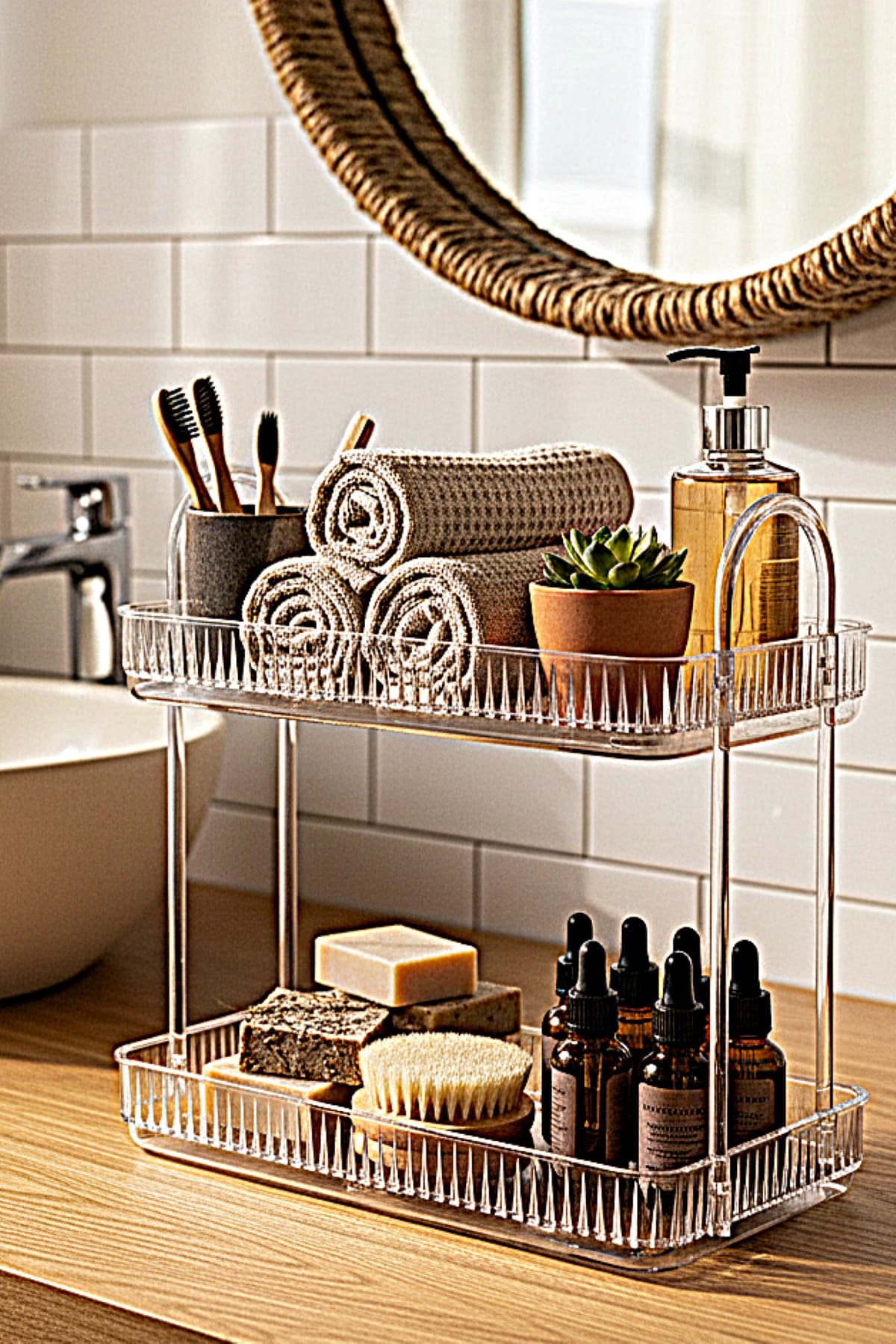 UNIQUE ME 2 Katlı Banyo Düzenleyici Organizer Banyo Rafı Diamond