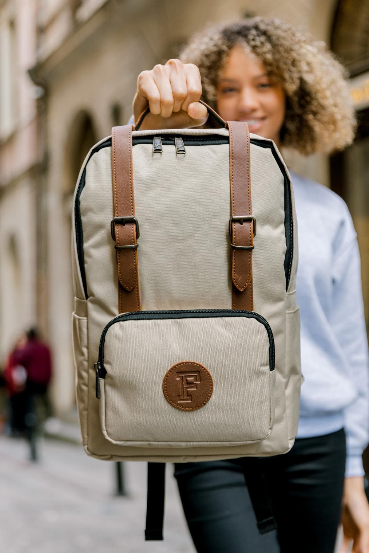 Fudela BKS Krem Unisex 15.6 İnç Laptop Bölmeli Su Geçirmez Okul ve Günlük Sırt Çantası