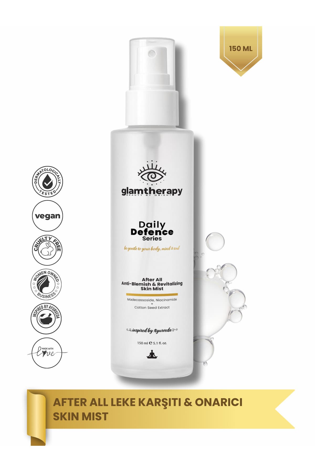 ayurvedic skincare glamtherapy After All Leke Karşıtı & Onarıcı Mist- Yüz,Vücut ve Dış Hassas Bölgeler-Madecassoside,Niacinamide