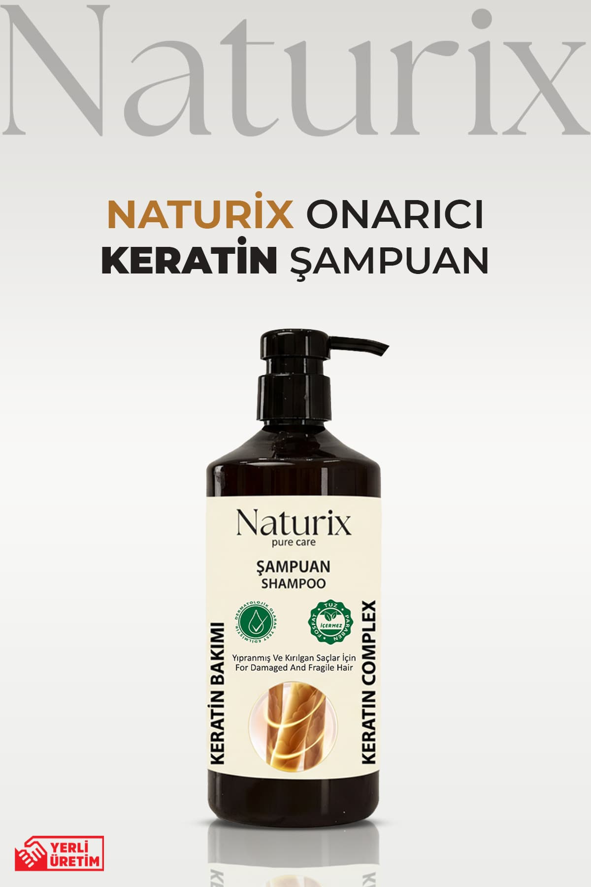 Naturix Keratin Şampuanı - Yıpranmış Saçlar Için Paraben, Tuz Içermeyen Keratinli Şampuan 600ml