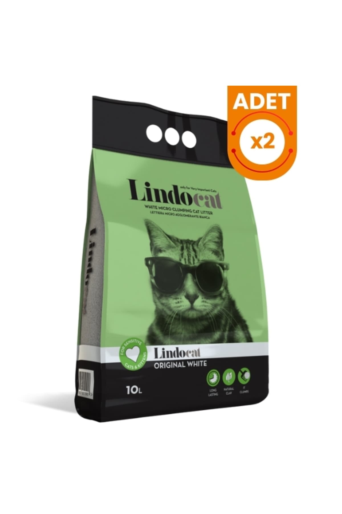Genel Markalar Lindocat Original İnce Taneli Kokusuz Topaklanan Kedi Kumu 2 Adet 10 Lt