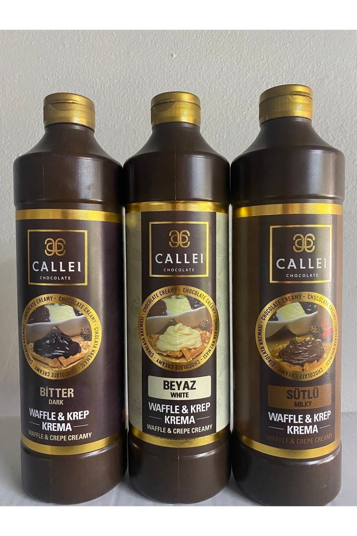 Callei Chocolate 3'lü Waffle Sos Avantaj Paketi Bitter Çikolata Beyaz Çikolata Sütlü Çikolata