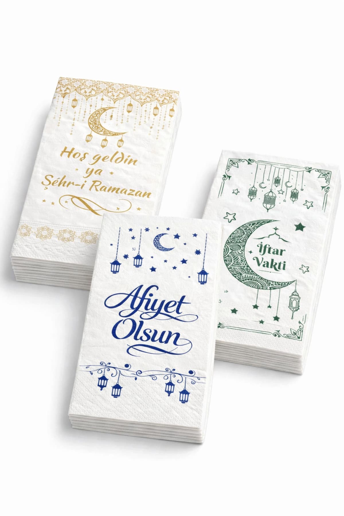 Dekals Set Ramazan İftar Sofrası Peçete Seti 3 Farklı Desen Toplam 60 Adet Ramazan Peçetesi
