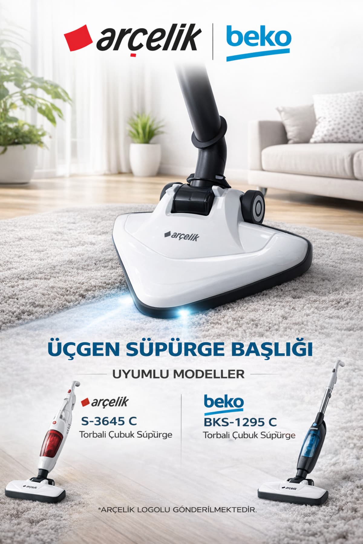 Arçelik S 3645 C Dik Süpürge Üçgen Başlık