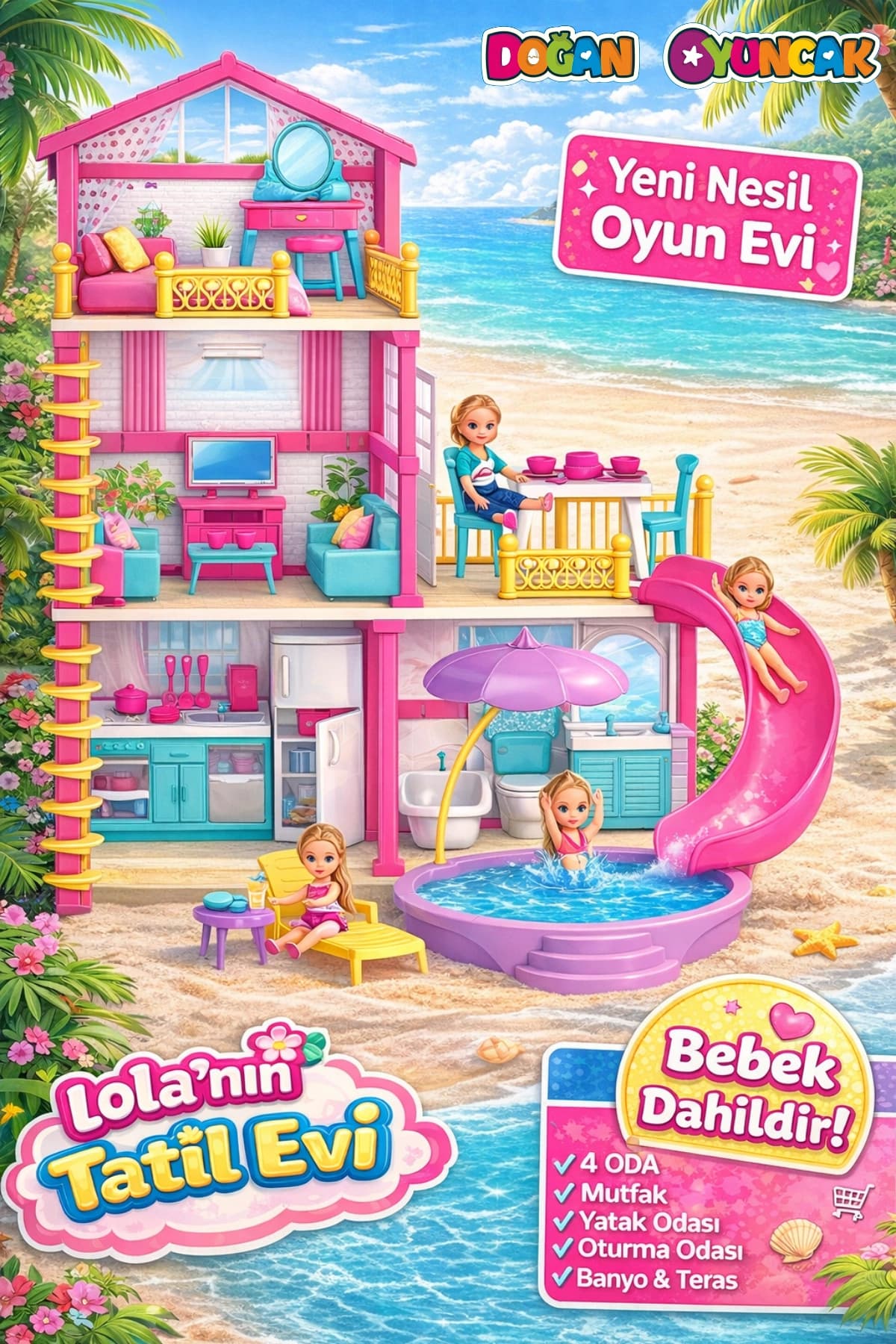 Doğan Oyuncak Dünyası Lola'nın Tatil Evi - Ev Oyuncak - Lola'nın Tatil Ev Seti - Barbie Ev Seti