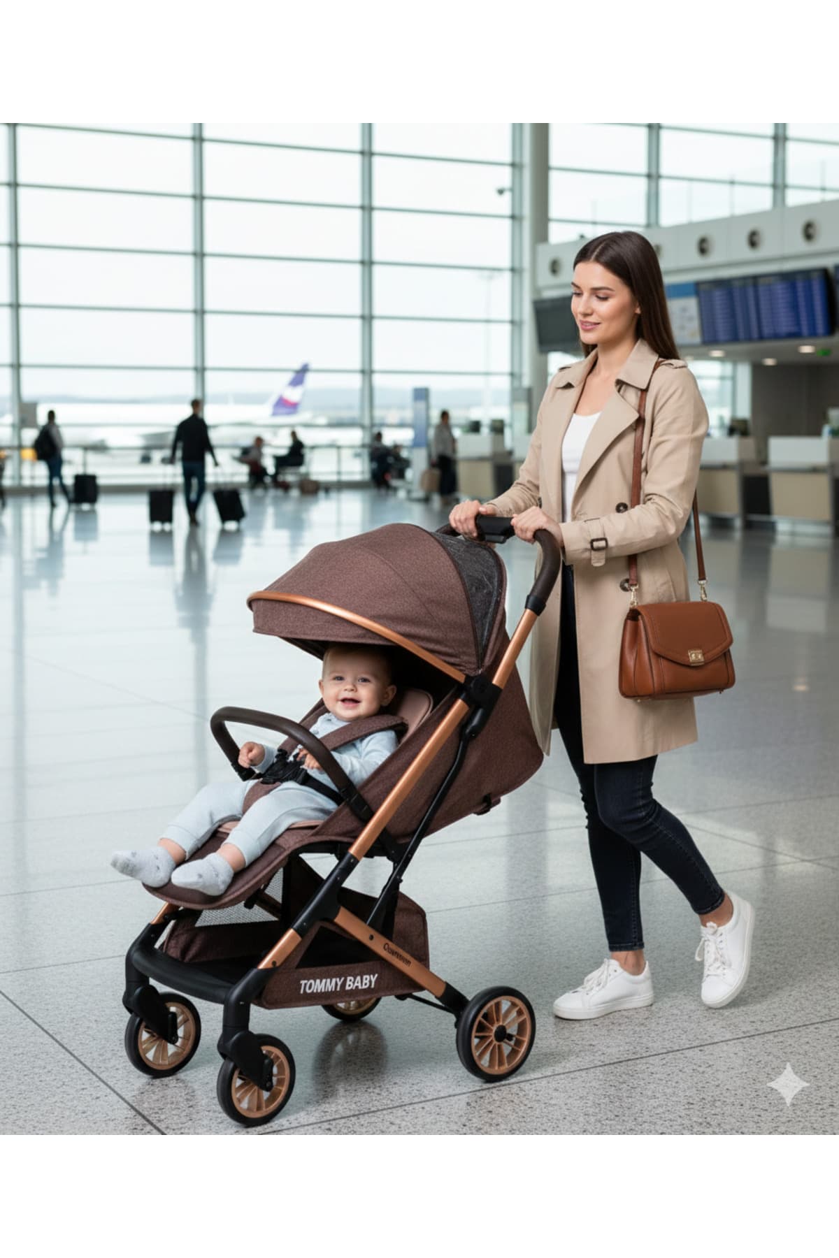 Tommybaby Quantum Kabin Bebek Arabası Kabin Boy Bebek Arabası Pedli Katlanabilir Yağmurluk Hediye