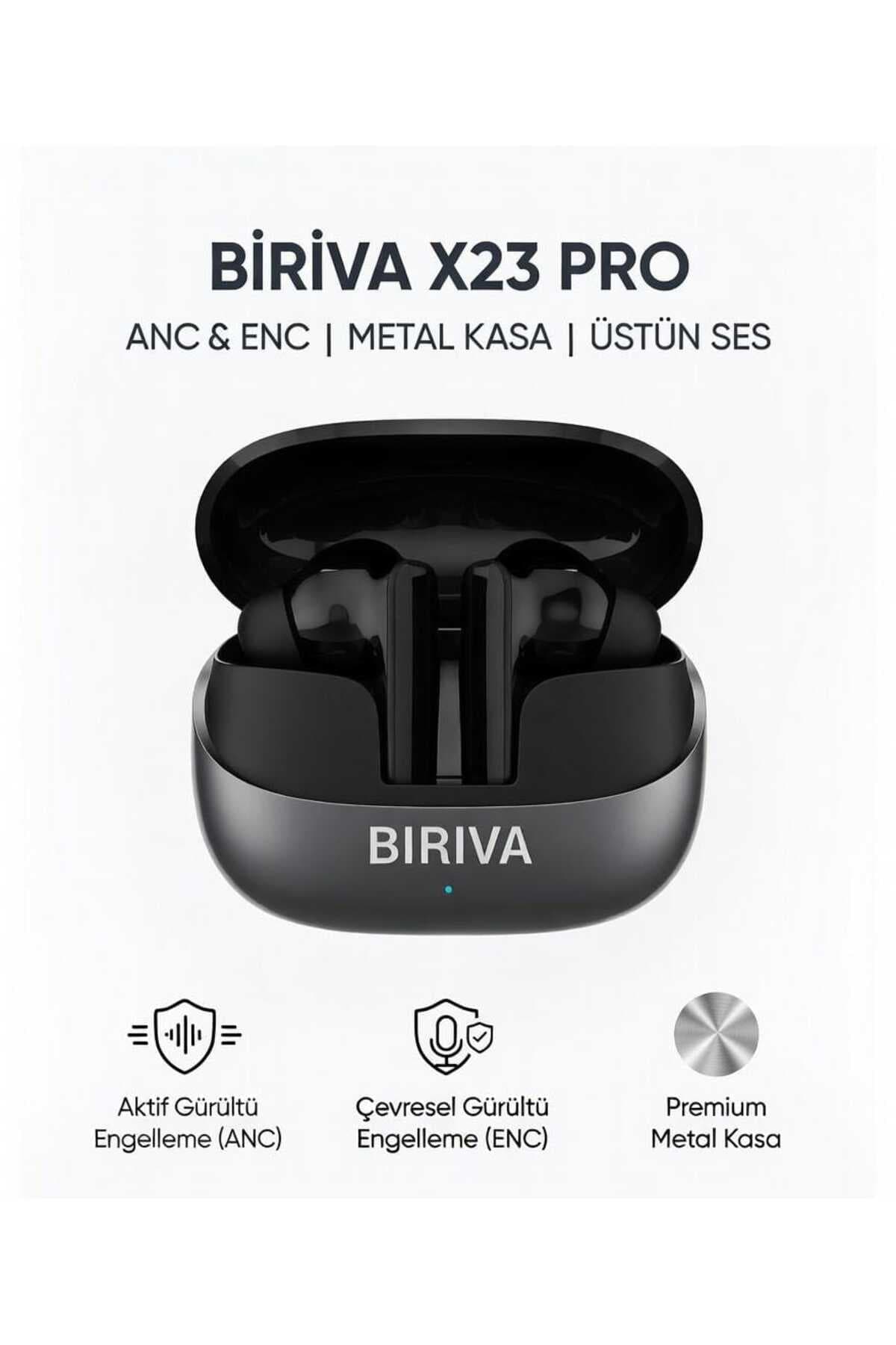 BİRİVA X23 Pro Anc-Enc Gürültü Engelleyici Bluetooth Kulaklık Tüm Telefonlar ile Uyumlu (METAL KASA)
