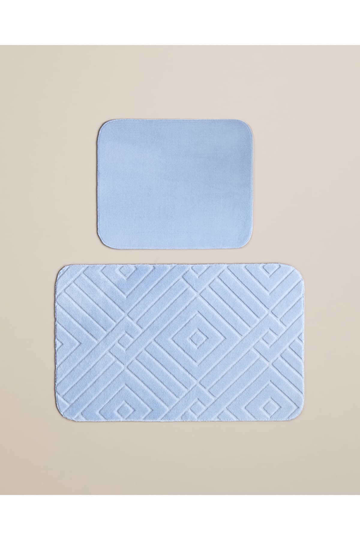 English Home Twillow Kaydırmaz Taban Banyo Paspası Seti 60x100 cm + 50x60 cm Açık Mavi