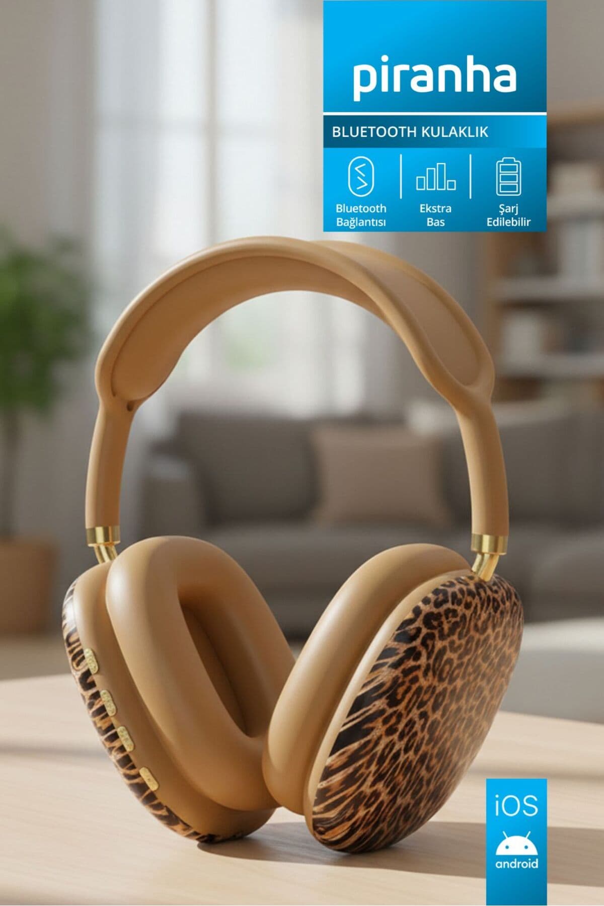 Piranha 2219 Kablosuz Bluetooth Kulak Üstü Kulaklık | Ayarlanabilir Kafa Bandı | Mikrofon | AUX | St