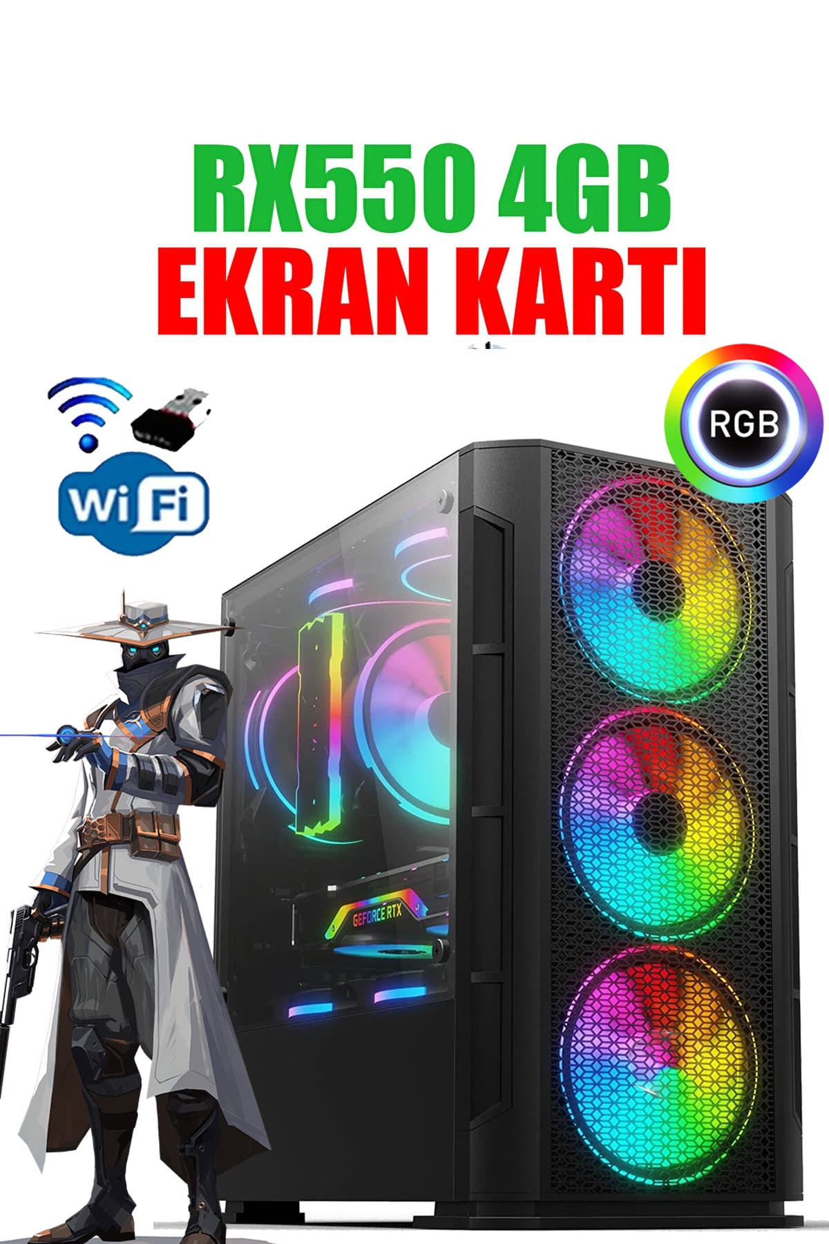 DMC N109x (PUBG,GTA5) I5-3470 16GB RAM 256GB SSD 4GB RX550 GDDR5,oyuncu Masaüstü Bilgisayar