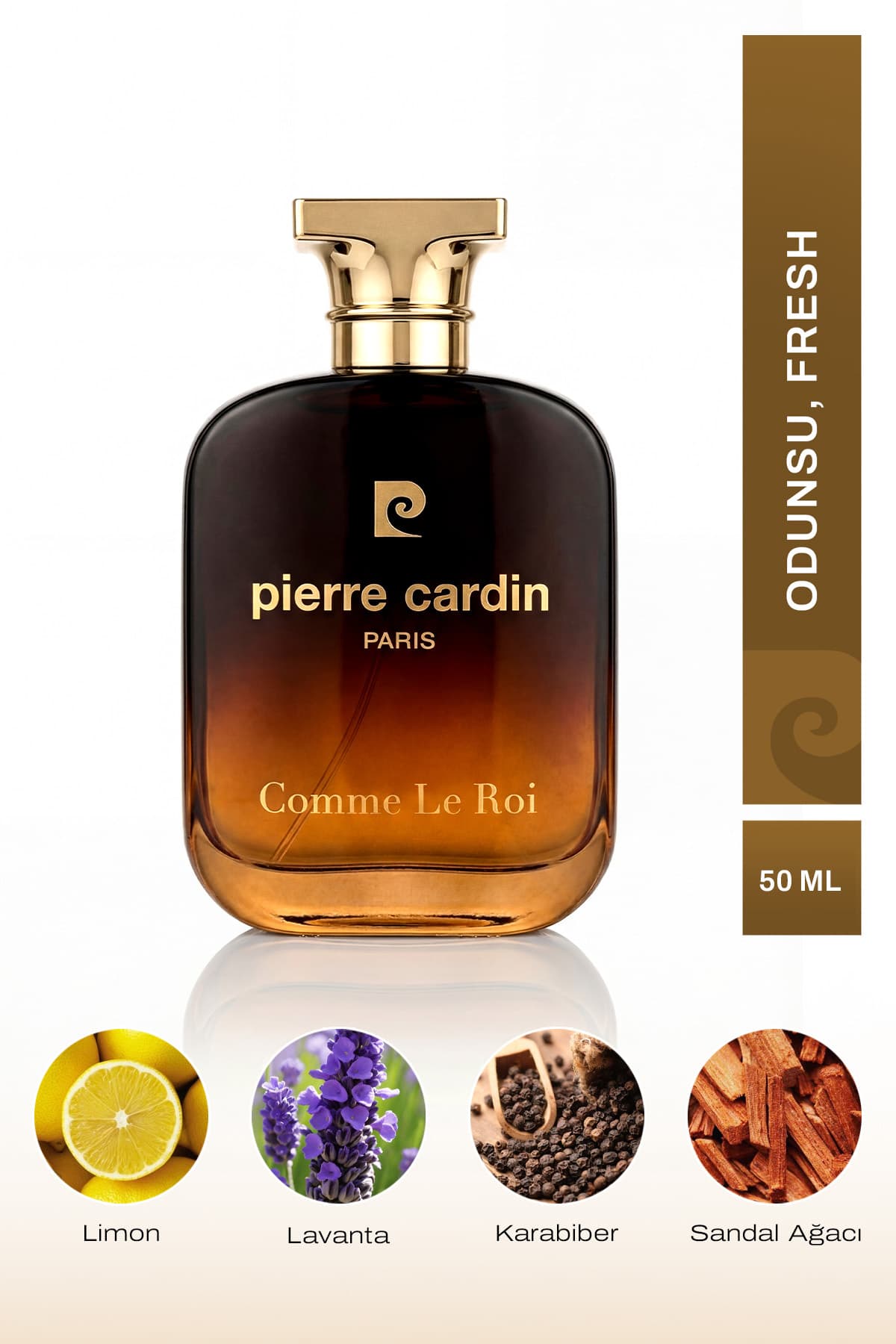 Pierre Cardin Comme Le Roi EDP Erkek Parfüm 50 ml|Odunsu, Fresh|Biber, Limon, Lavanta, Sedir Ağacı, Kehribar