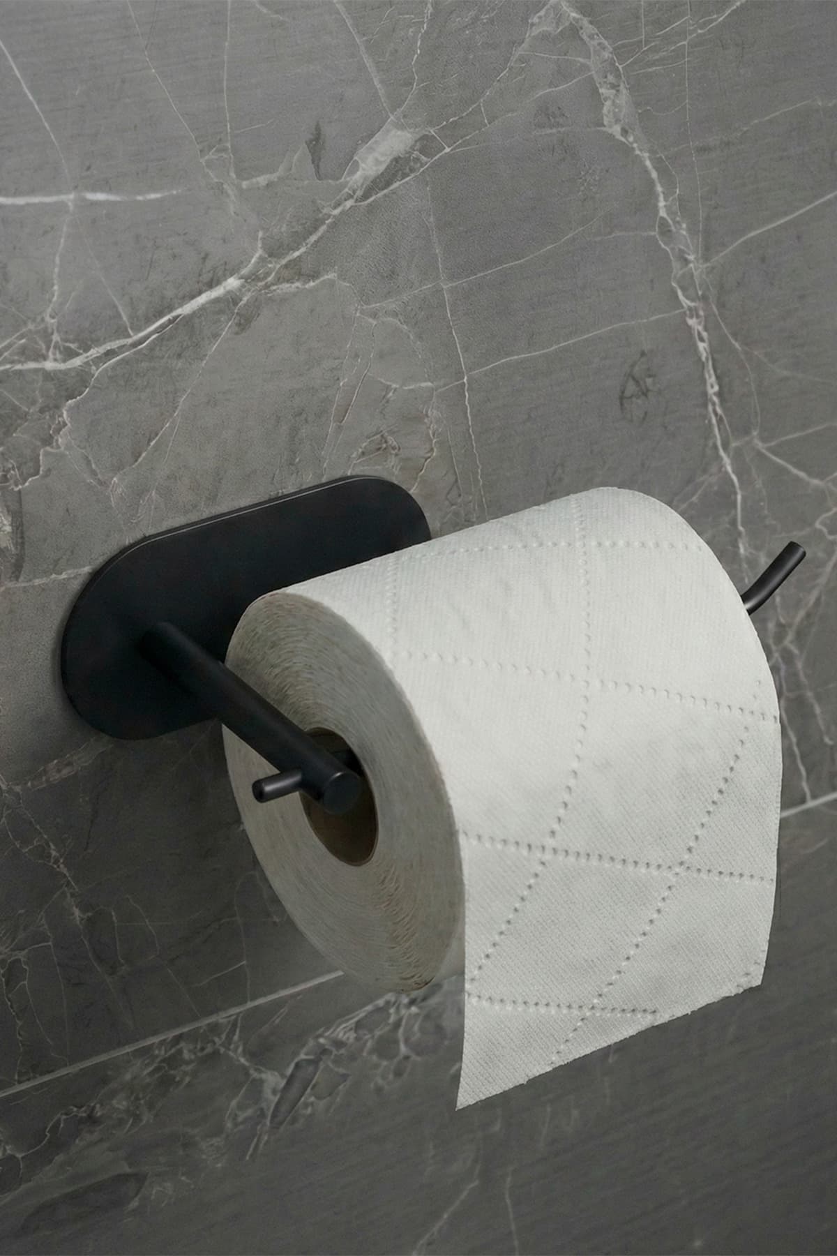 Zift Unique Paslanmaz Çelik Siyah Tuvalet Kağıtlığı / Yapışkanlı Sistem Tuvaletkağıtlık Siyah