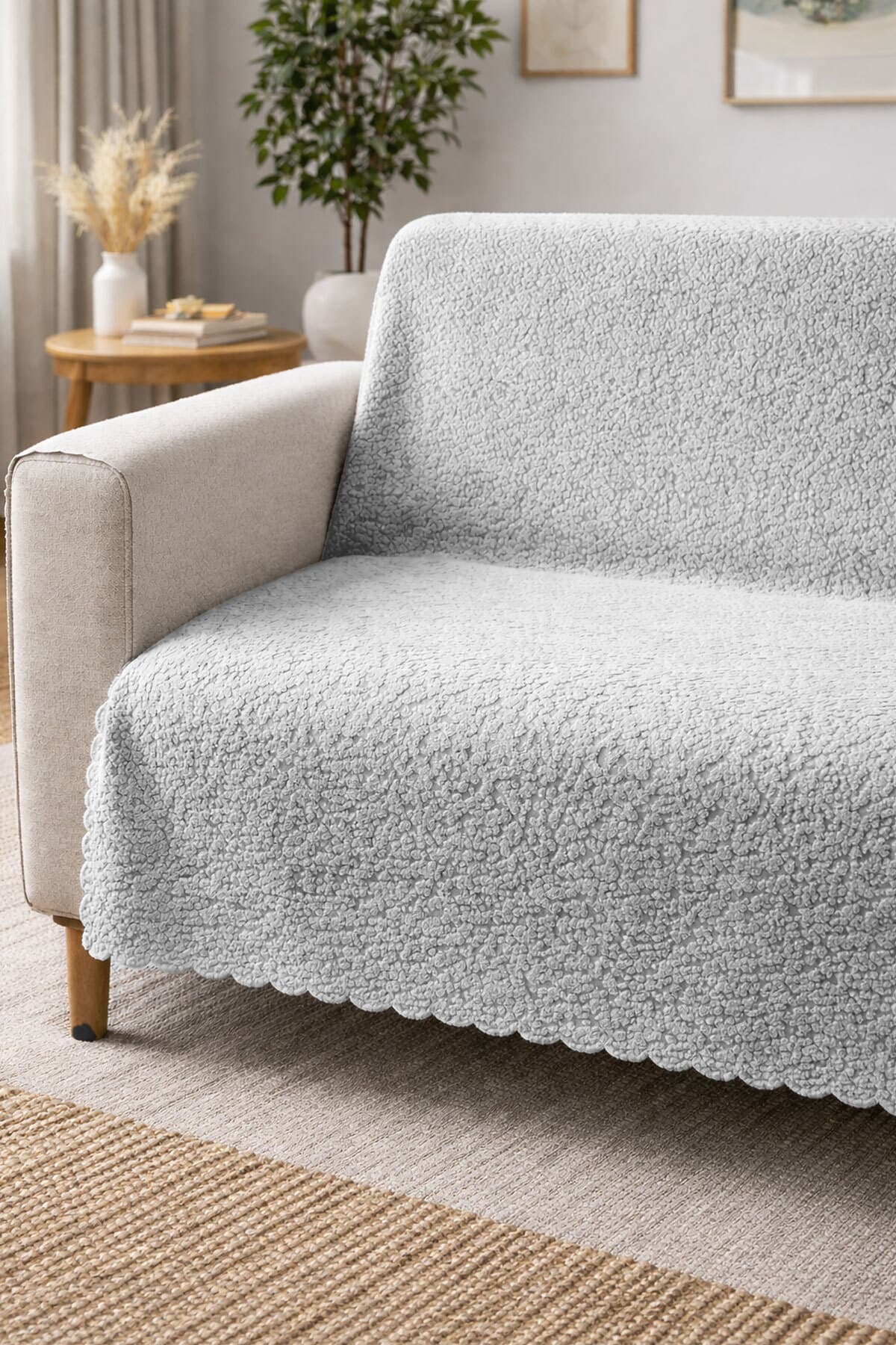 Nihai Ev Lily Kabartmalı Yumuşak Dört Mevsimlik Kaymaz Süngerli Premium Çekyat & Koltuk Örtüsü 170x210